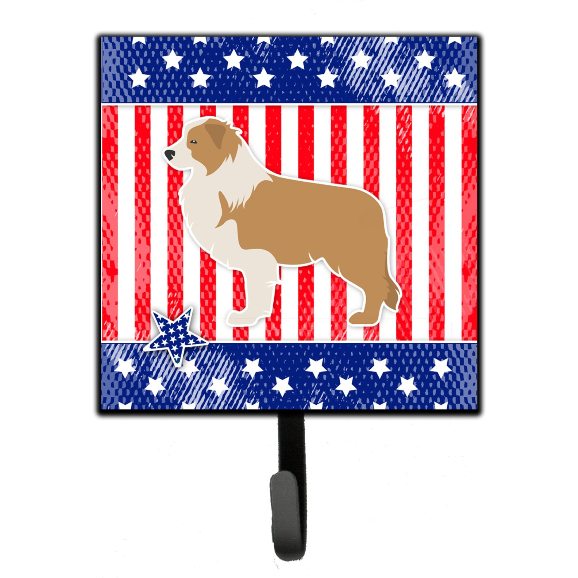 &quotCaroline's Treasures USA Patriotic Red Border Collie Leash or Key Holder BB3322SH4, Small, Multicolor"