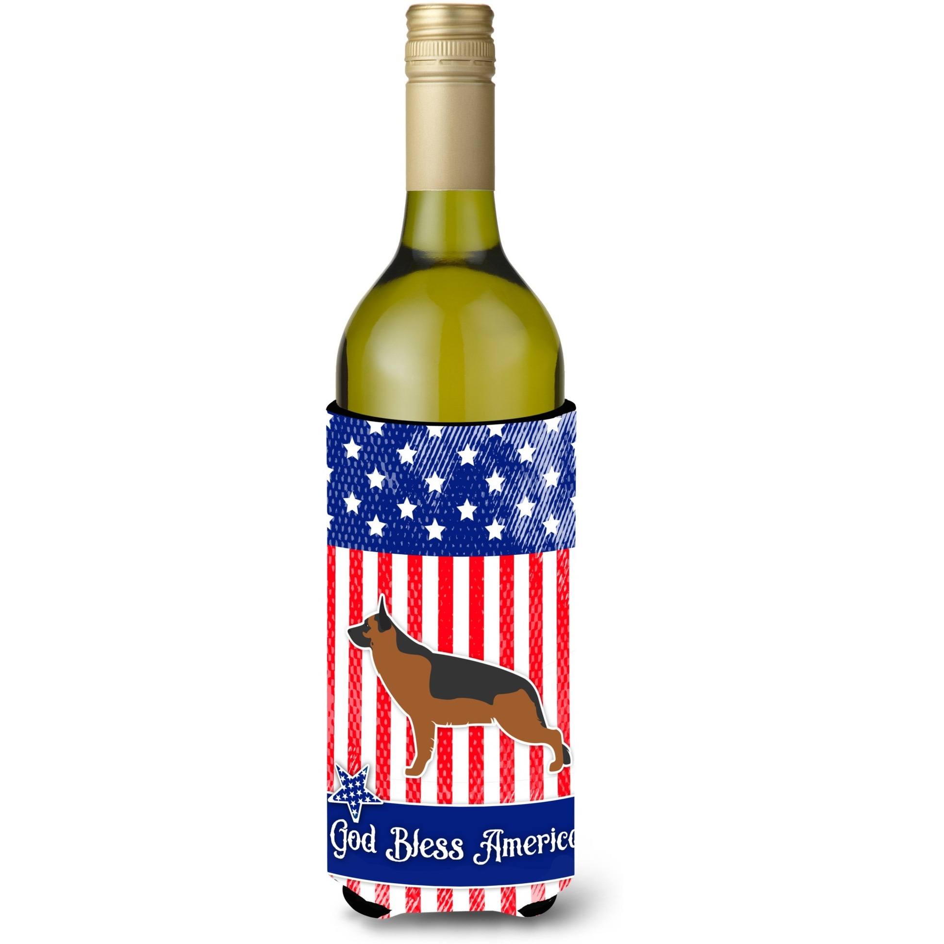 &quotCaroline's Treasures USA Patriotic German Shepherd Wine Bottle Beverage Insulator Hugger, 750 ml, Multicolor"