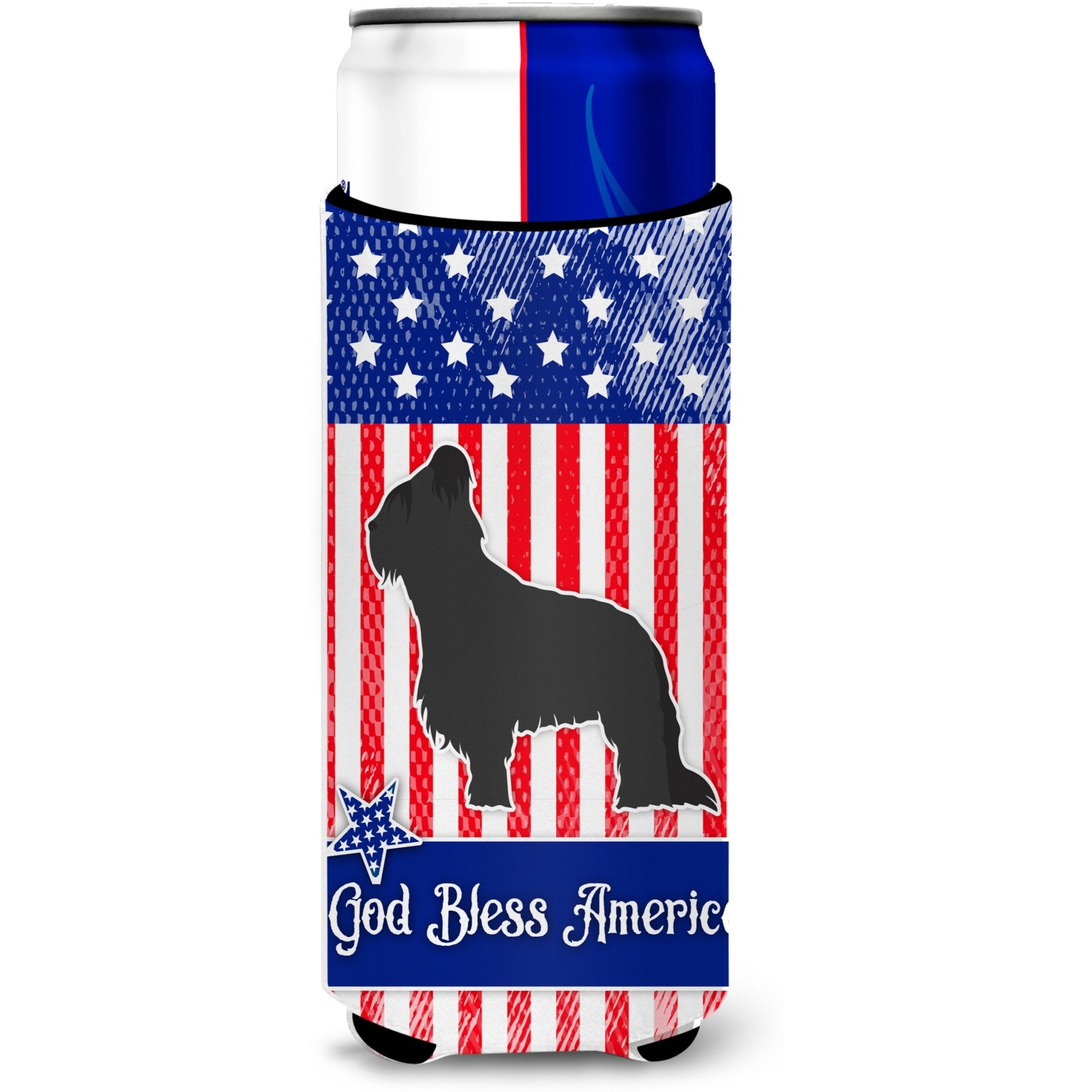 &quotCaroline's Treasures USA Patriotic Briard Michelob Ultra Hugger For Slim Cans, Slim Can, Multicolor"