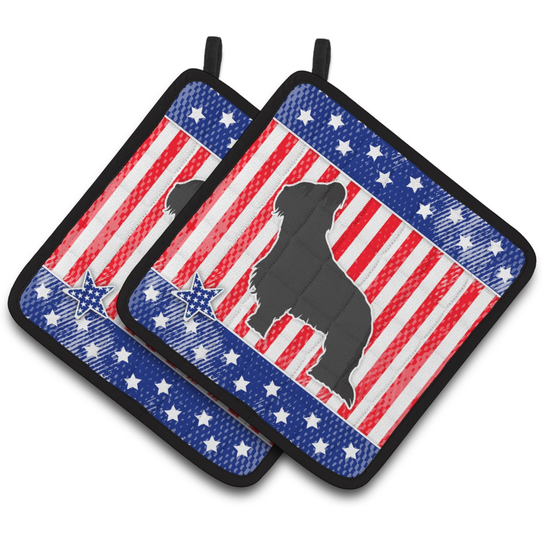 &quotCaroline's Treasures USA Patriotic Briard Pair of Pot Holders BB3326PTHD, 7.5HX7.5W, Multicolor"