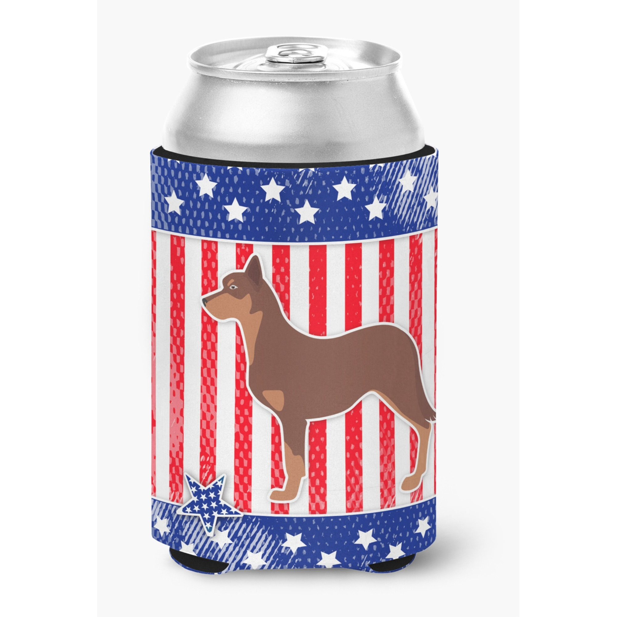 &quotCaroline's Treasures USA Patriotic Australian Kelpie Dog Can or Bottle Hugger BB3329CC, Can Hugger, Multicolor"
