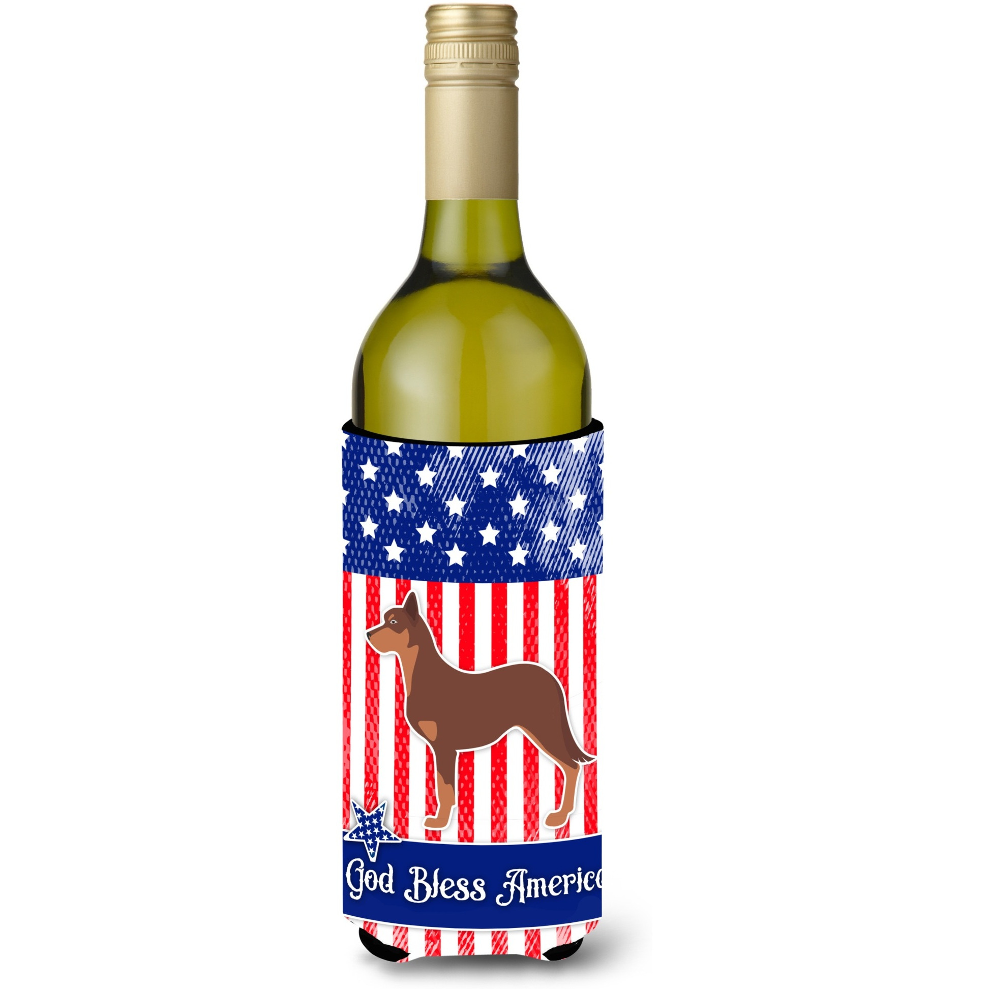 &quotCaroline's Treasures USA Patriotic Australian Kelpie Dog Wine Bottle Beverage Insulator Hugger, 750 ml, Multicolor"