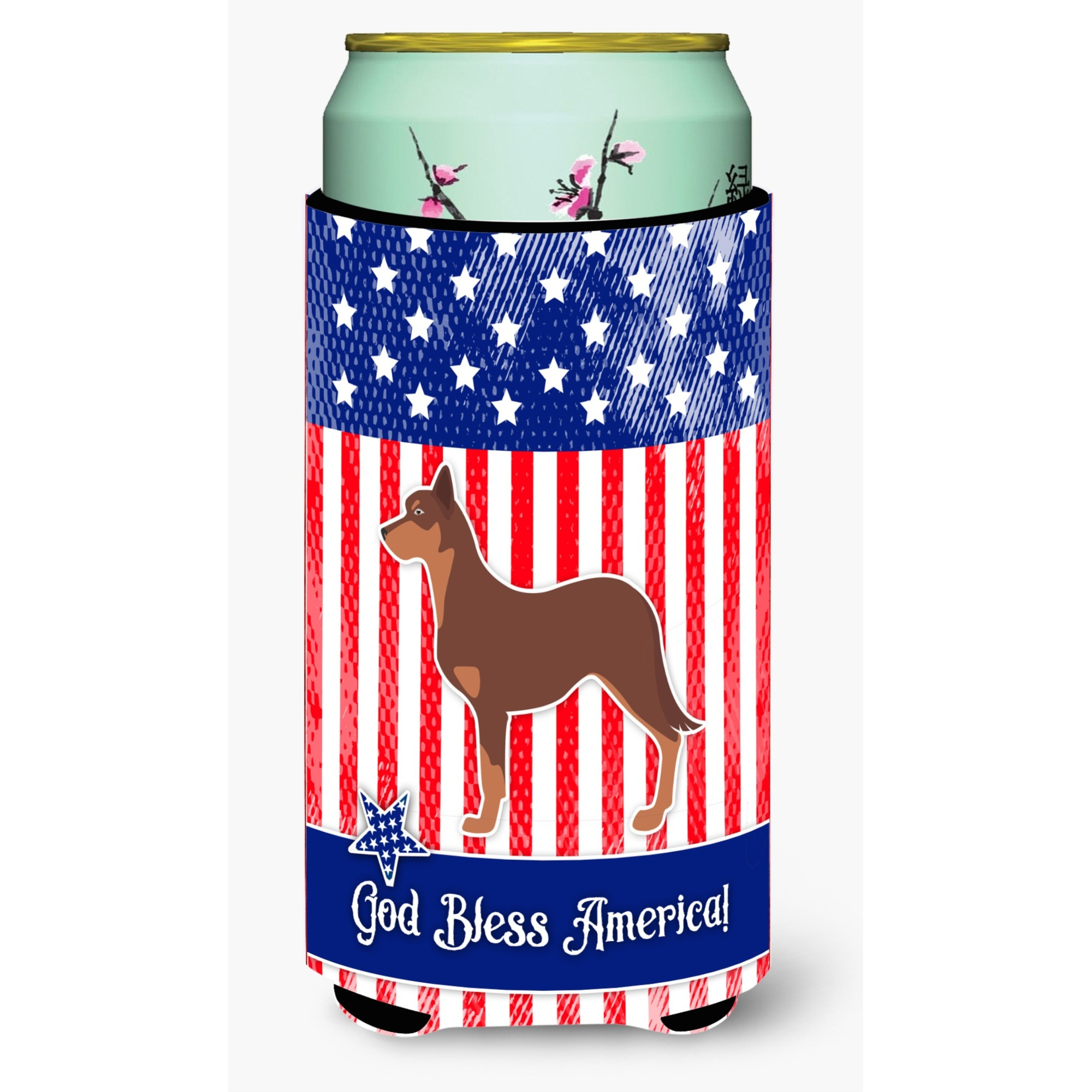 &quotCaroline's Treasures USA Patriotic Australian Kelpie Dog Beverage Insulator Hugger, Tall Boy, Multicolor"