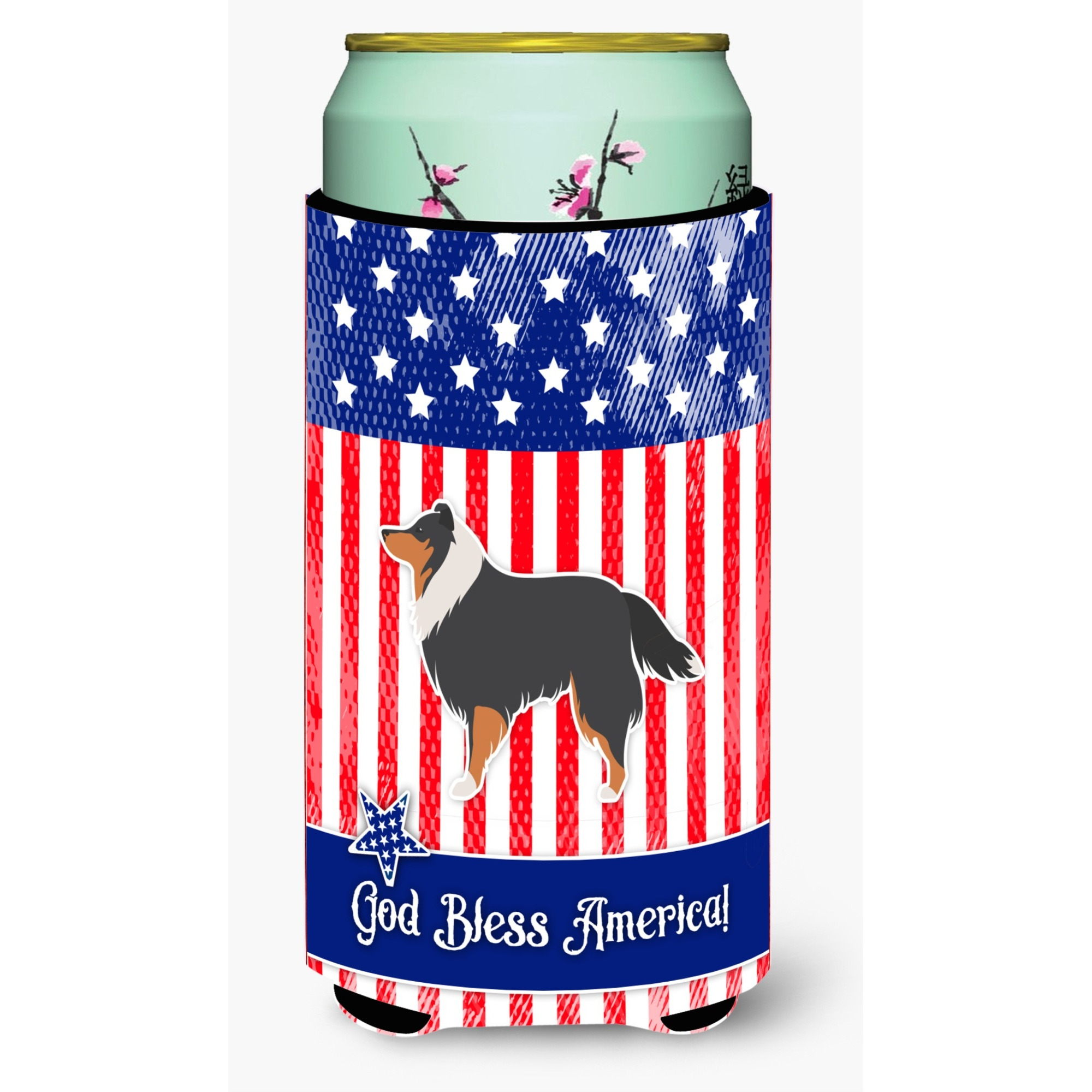 &quotCaroline's Treasures USA Patriotic Sheltie/Shetland Sheepdog Beverage Insulator Hugger, Tall Boy, Multicolor"