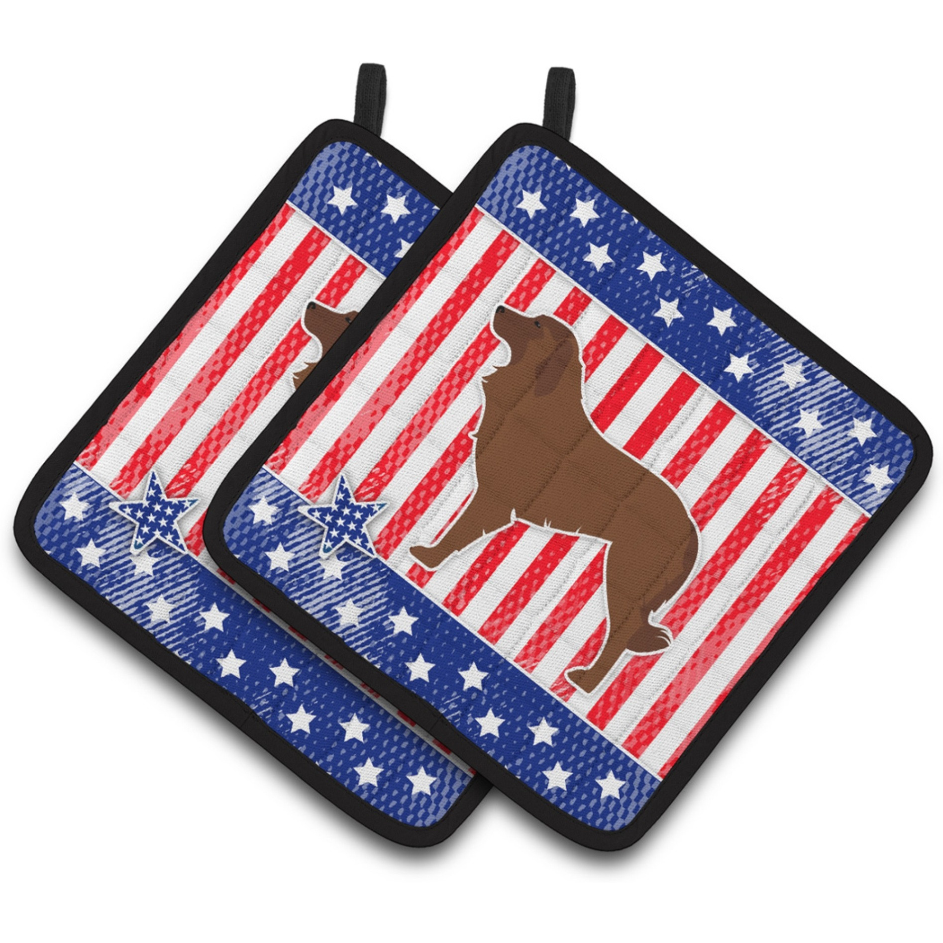 &quotCaroline's Treasures USA Patriotic Portuguese Sheepdog Dog Pair of Pot Holders BB3331PTHD, 7.5HX7.5W, Multicolor"