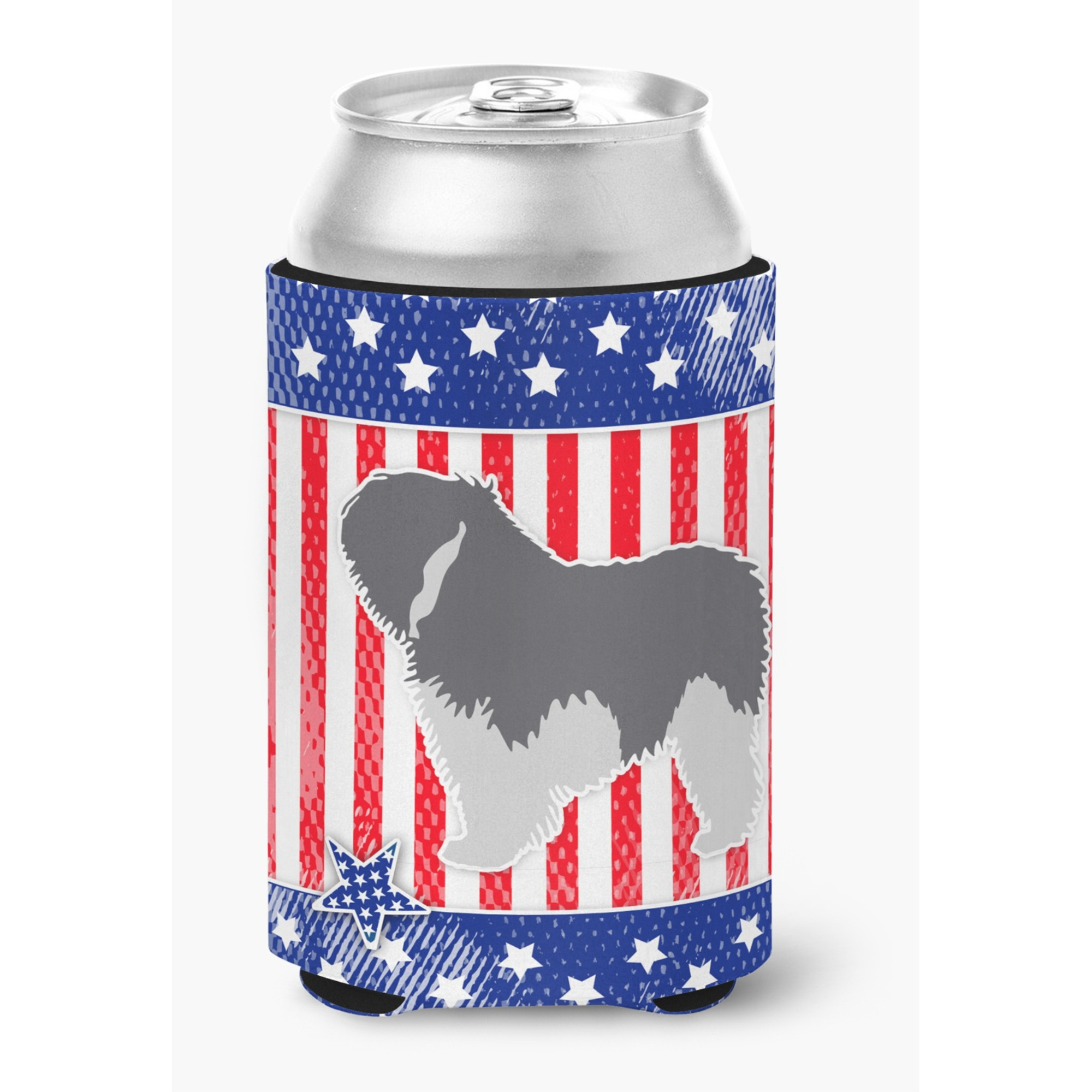 &quotCaroline's Treasures BB3332CC USA Patriotic Polish Lowland Sheepdog Dog Can or Bottle Hugger, Multicolor"