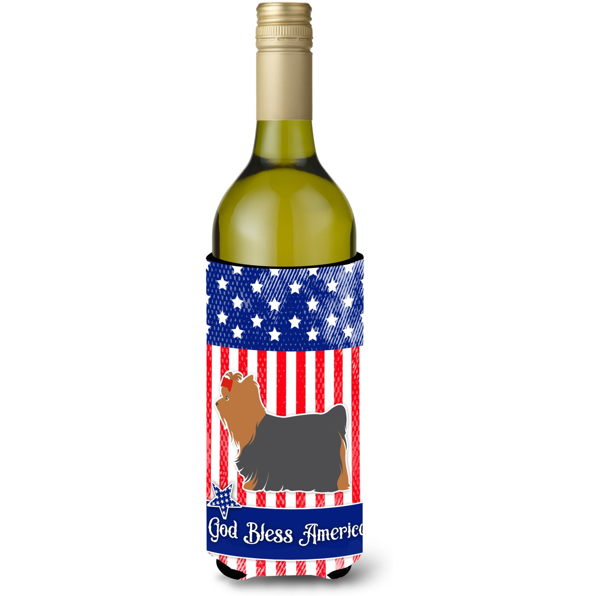 &quotCaroline's Treasures USA Patriotic Yorkshire Terrier Yorkie Wine Bottle Beverage Insulator Hugger, 750 ml, Multicolor"