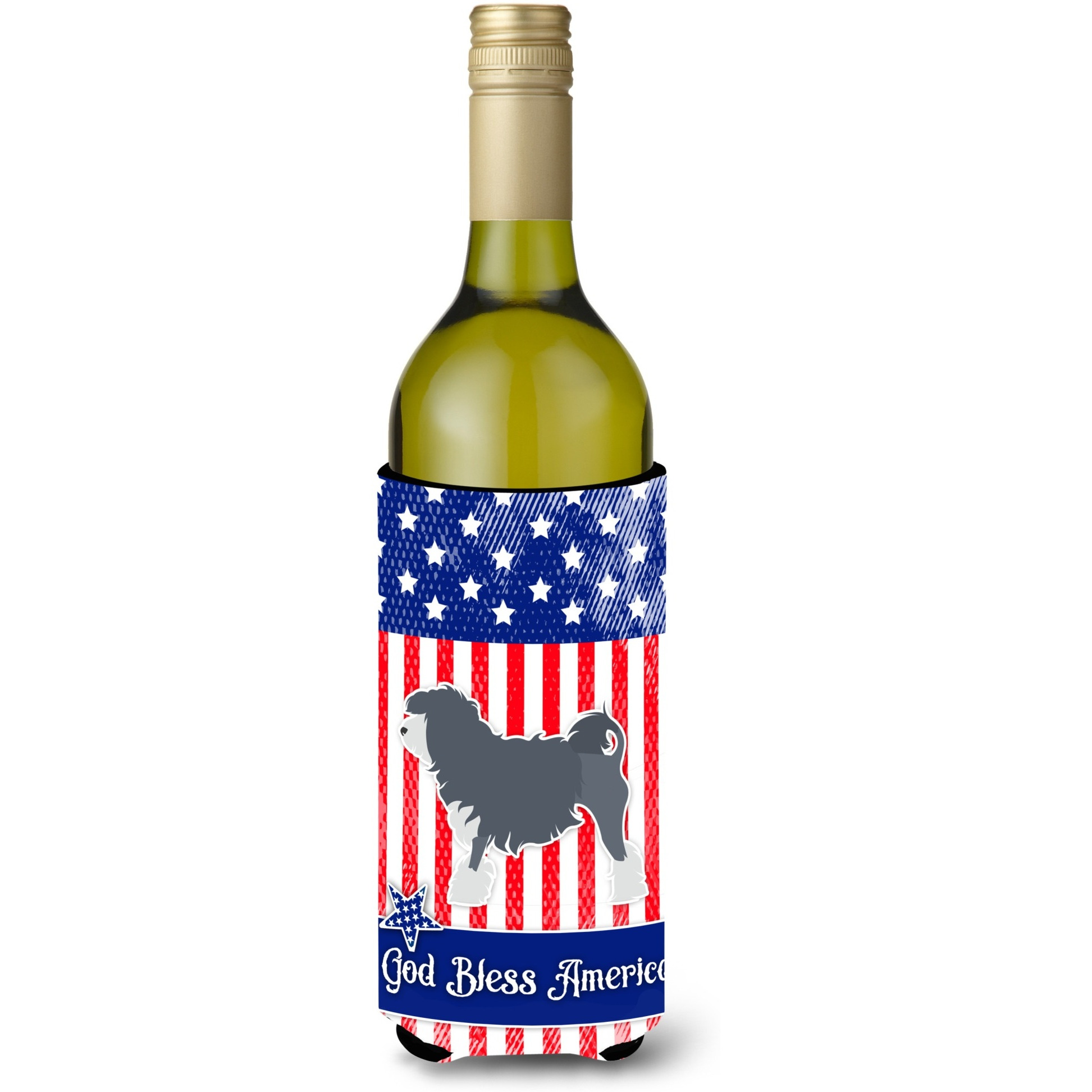 &quotCaroline's Treasures USA Patriotic Lowchen Wine Bottle Beverage Insulator Hugger, 750 ml, Multicolor"