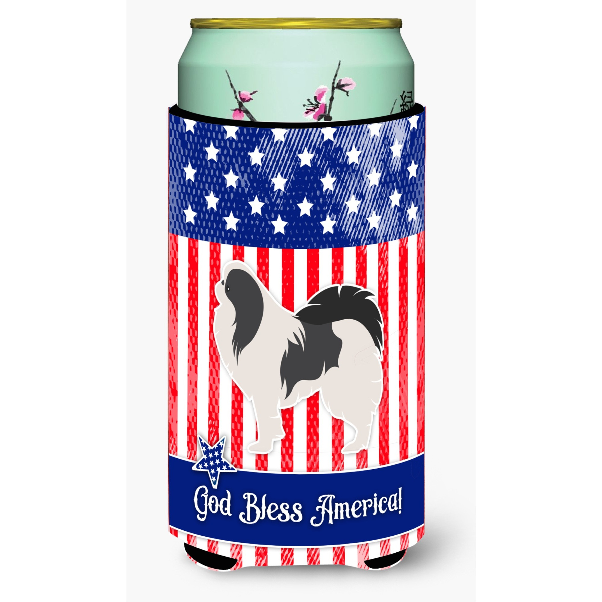 &quotCaroline's Treasures USA Patriotic Japanese Chin Beverage Insulator Hugger, Tall Boy, Multicolor"