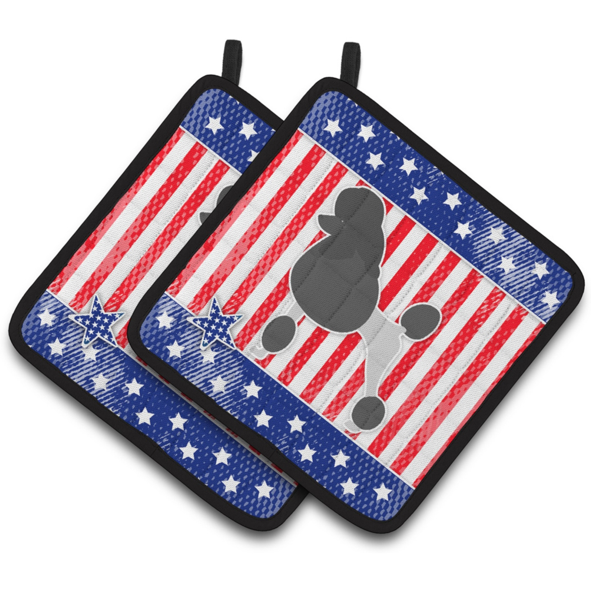 &quotCaroline's Treasures USA Patriotic Poodle Pair of Pot Holders BB3339PTHD, 7.5HX7.5W, Multicolor"