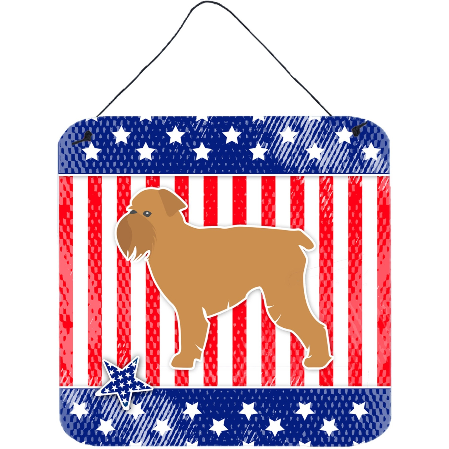 &quotCaroline's Treasures USA Patriotic Brussels Griffon Wall or Door Hanging Prints BB3340DS66, 6"" x 6"", Multicolor"