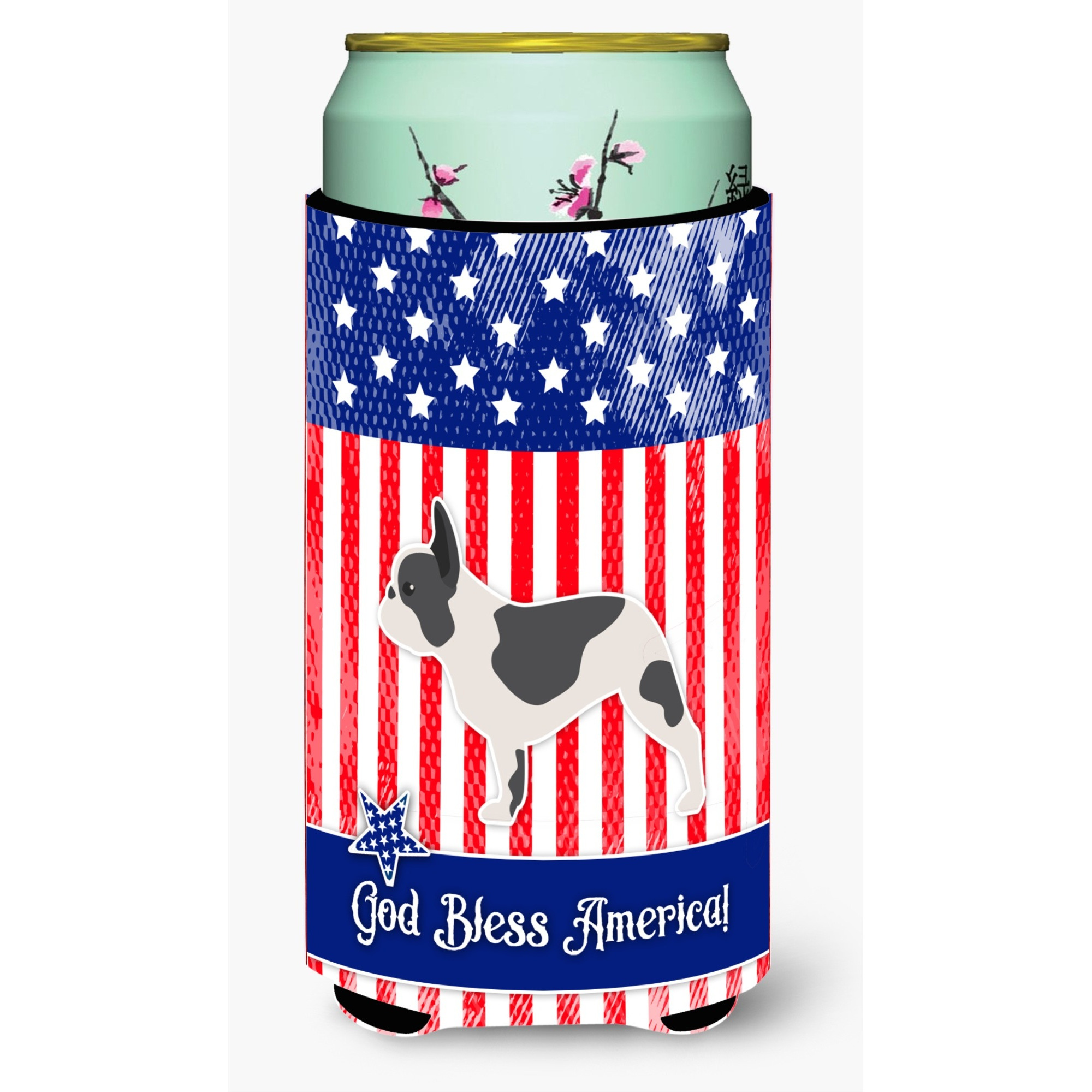 &quotCaroline's Treasures USA Patriotic French Bulldog Beverage Insulator Hugger, Tall Boy, Multicolor"