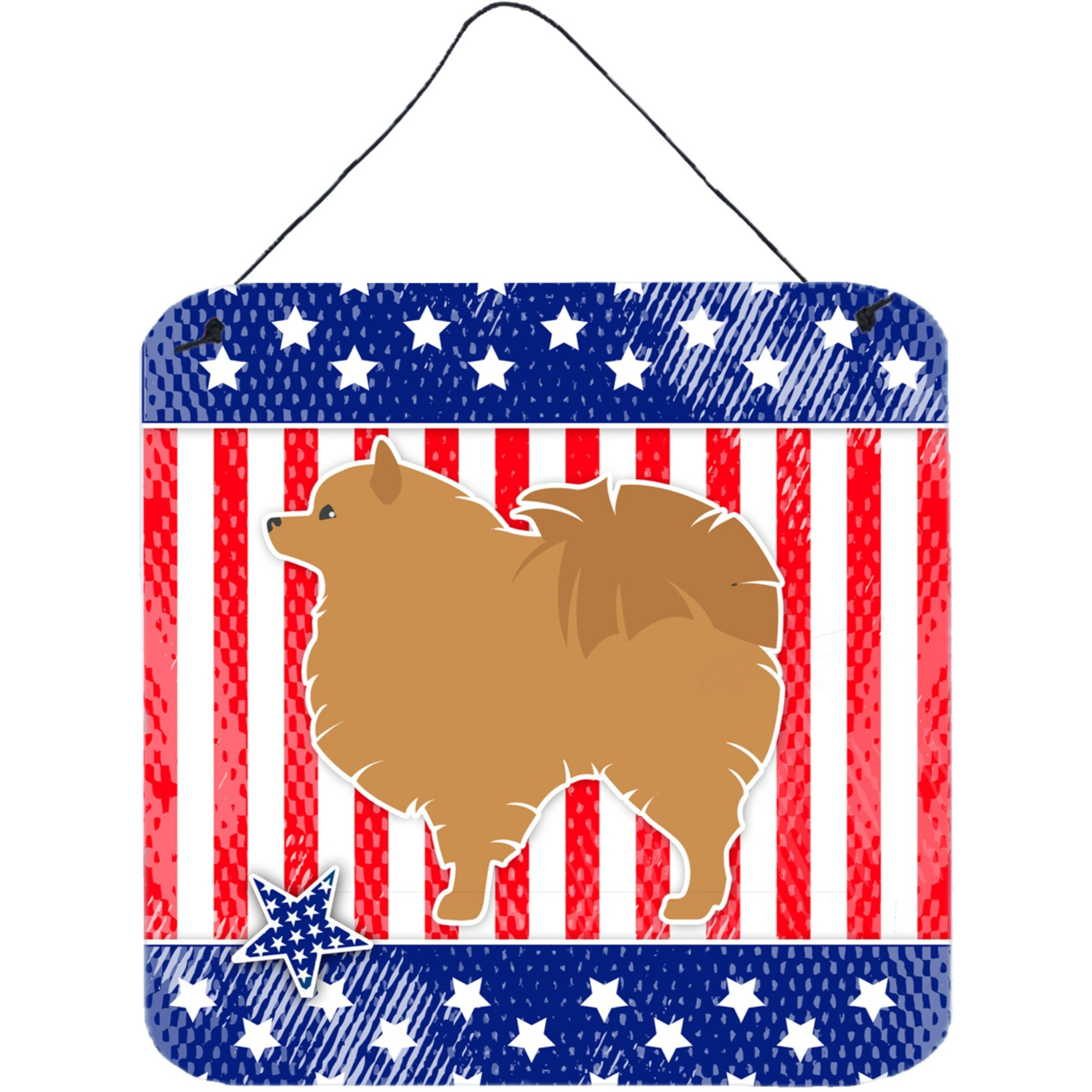 &quotCaroline's Treasures USA Patriotic Pomeranian Wall or Door Hanging Prints BB3342DS66, 6"" x 6"", Multicolor"