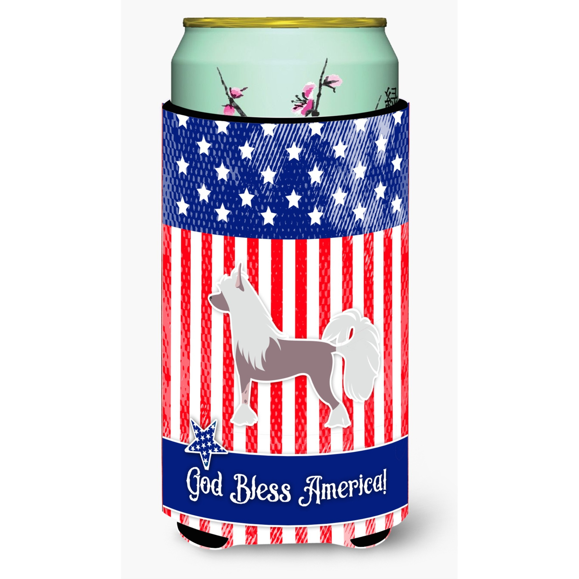 &quotCaroline's Treasures USA Patriotic Chinese Crested Beverage Insulator Hugger, Tall Boy, Multicolor"