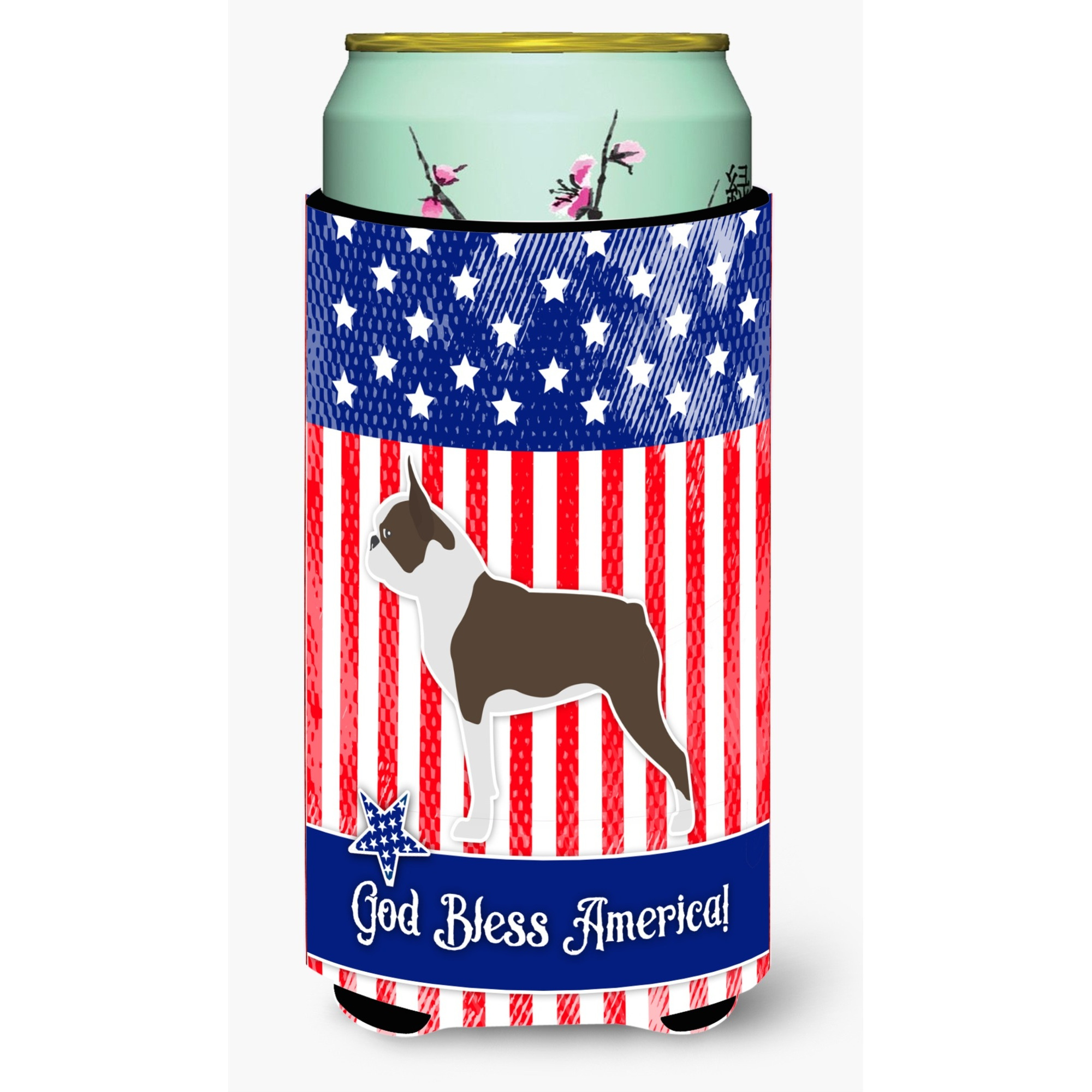 &quotCaroline's Treasures USA Patriotic Boston Terrier Beverage Insulator Hugger, Tall Boy, Multicolor"