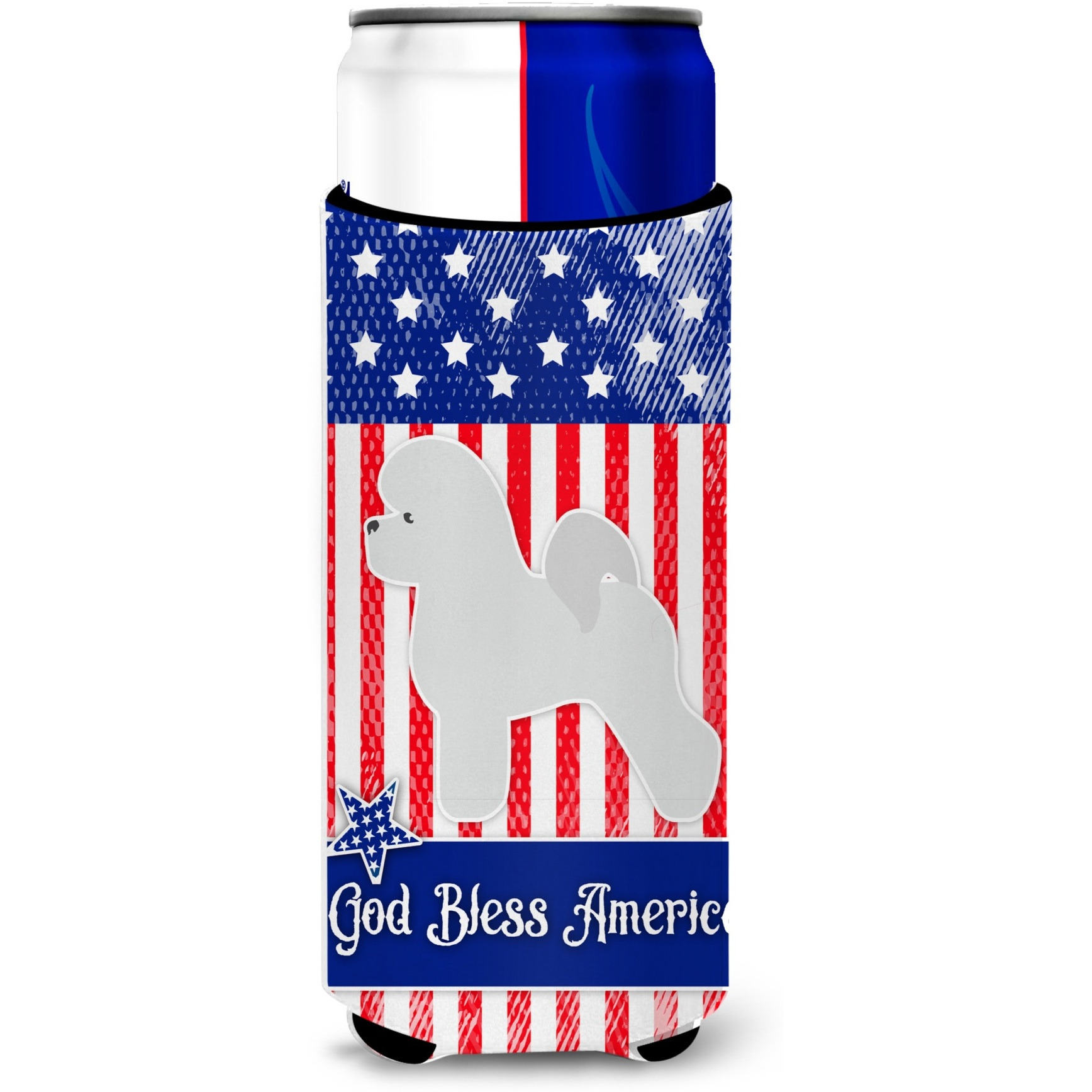 &quotCaroline's Treasures USA Patriotic Bichon Frise Michelob Ultra Hugger For Slim Cans, Slim Can, Multicolor"