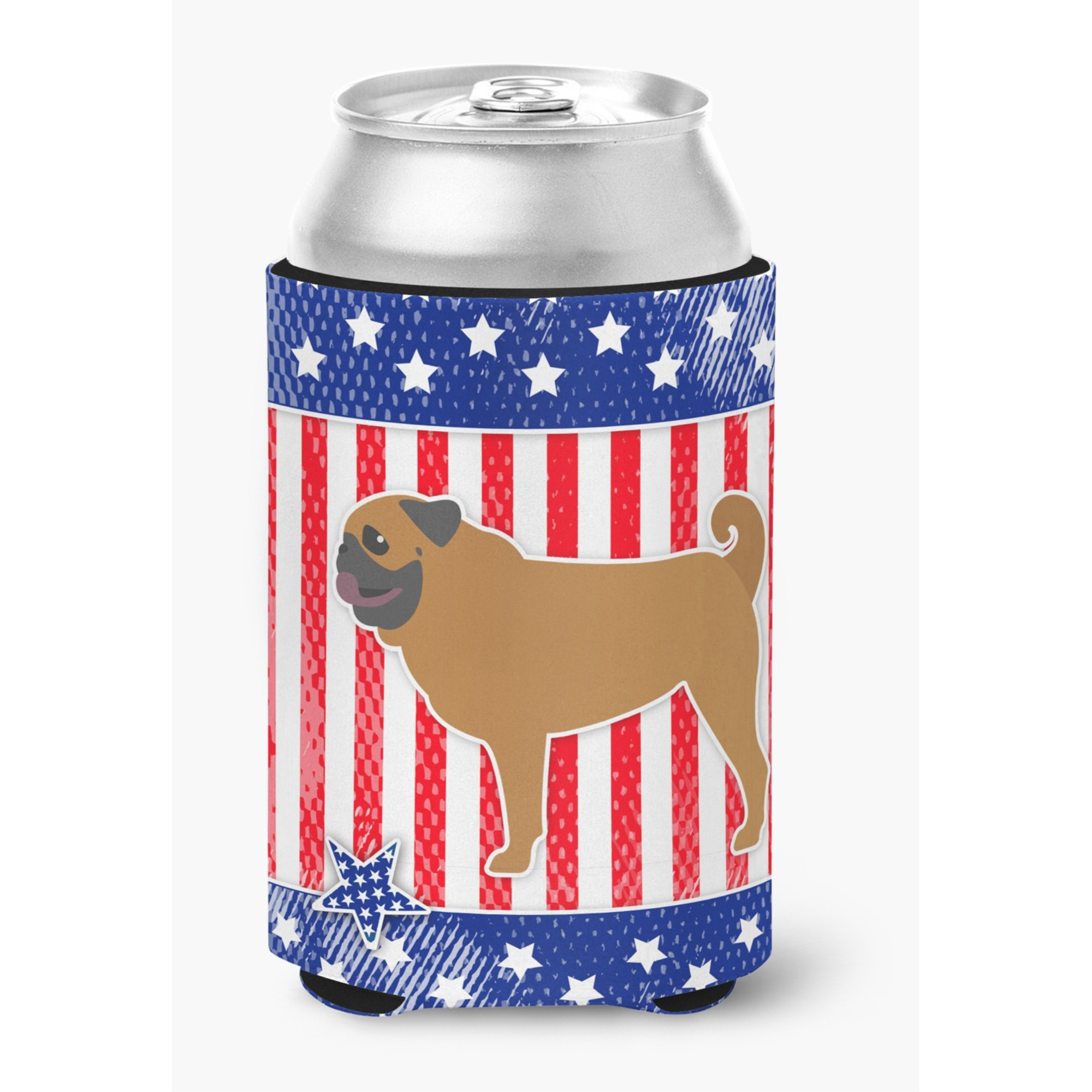 &quotCaroline's Treasures USA Patriotic Pug Can or Bottle Hugger BB3347CC, Can Hugger, Multicolor"