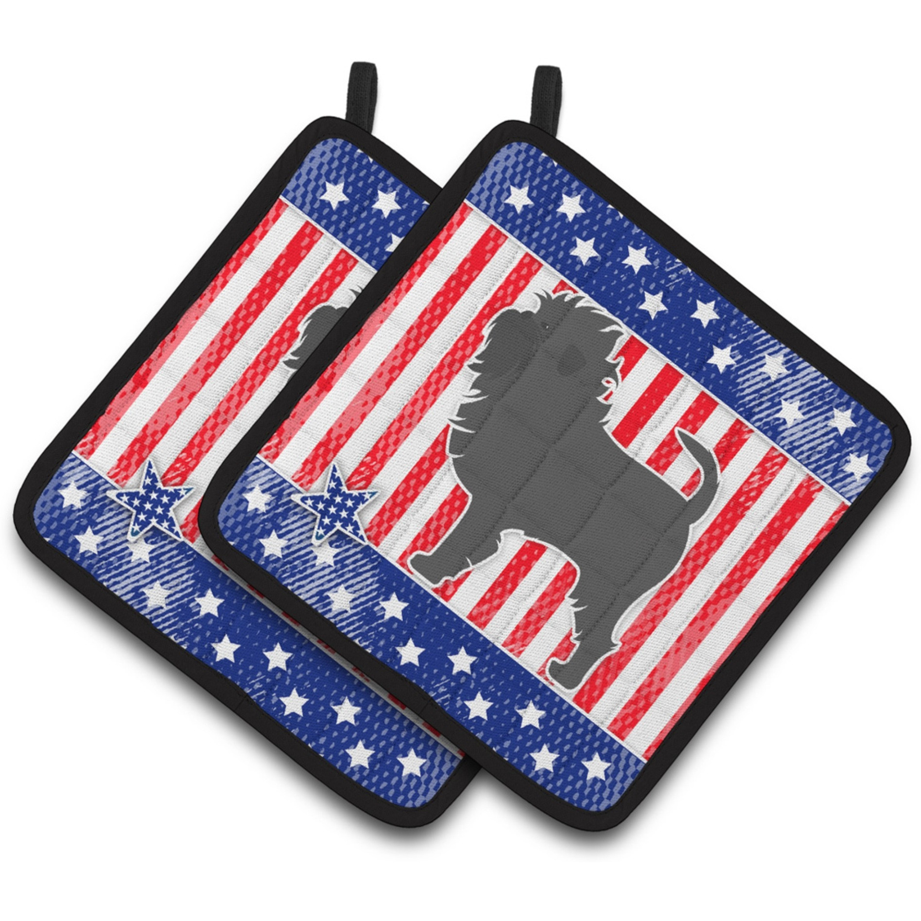 &quotCaroline's Treasures USA Patriotic Affenpinscher Pair of Pot Holders BB3348PTHD, 7.5HX7.5W, Multicolor"