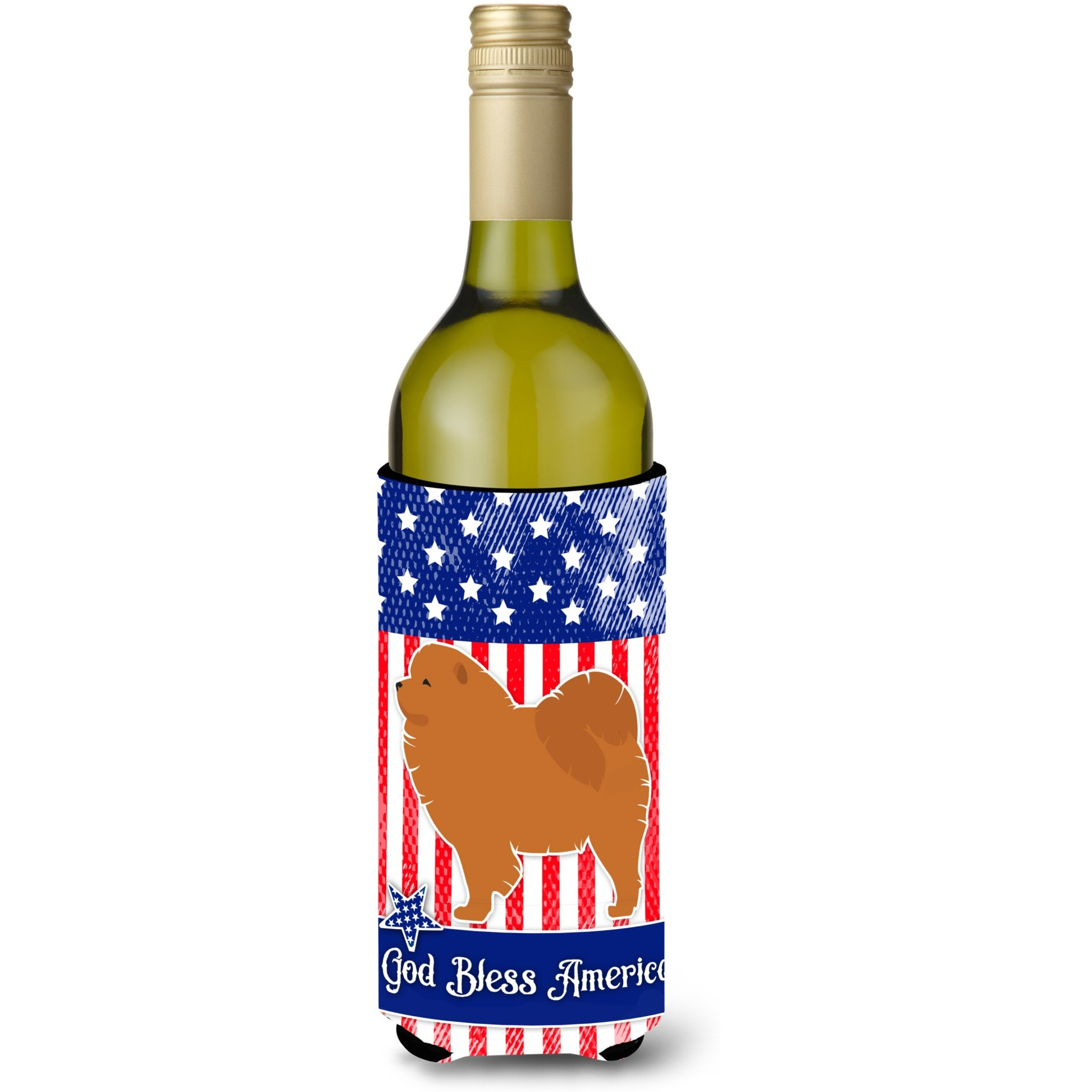 &quotCaroline's Treasures USA Patriotic Chow Chow Wine Bottle Beverage Insulator Hugger, 750 ml, Multicolor"