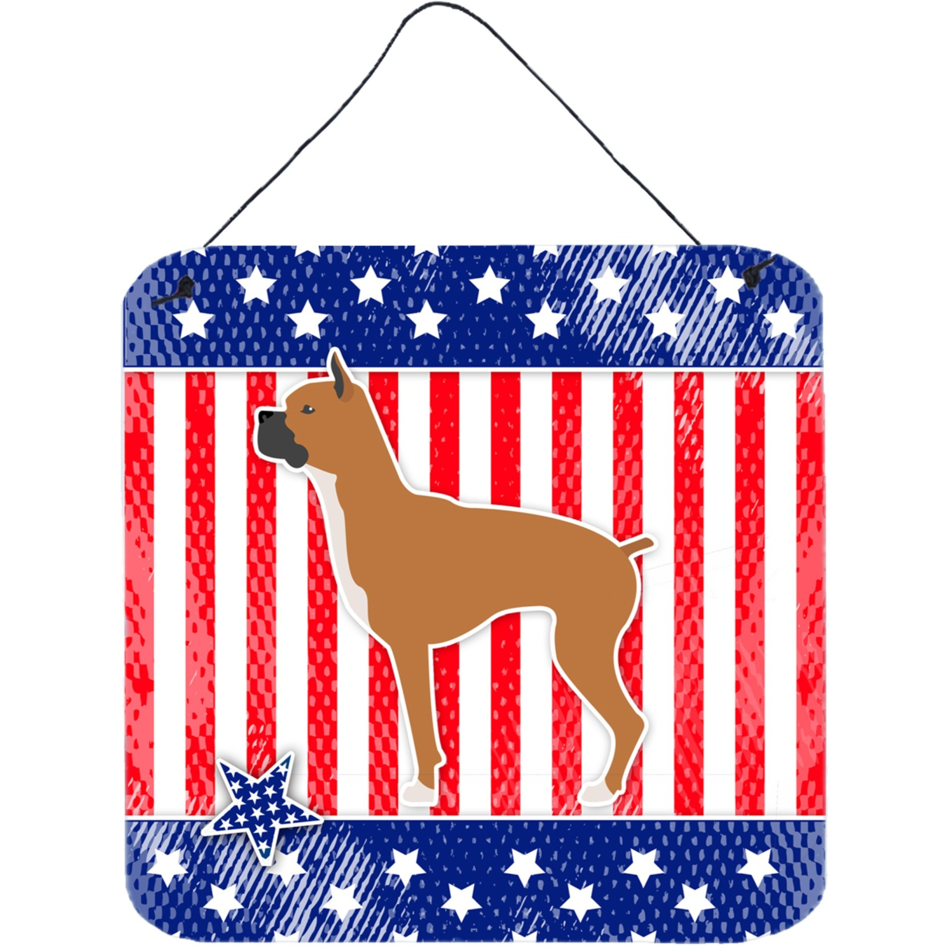 &quotCaroline's Treasures USA Patriotic Boxer Wall or Door Hanging Prints BB3353DS66, 6"" x 6"", Multicolor"