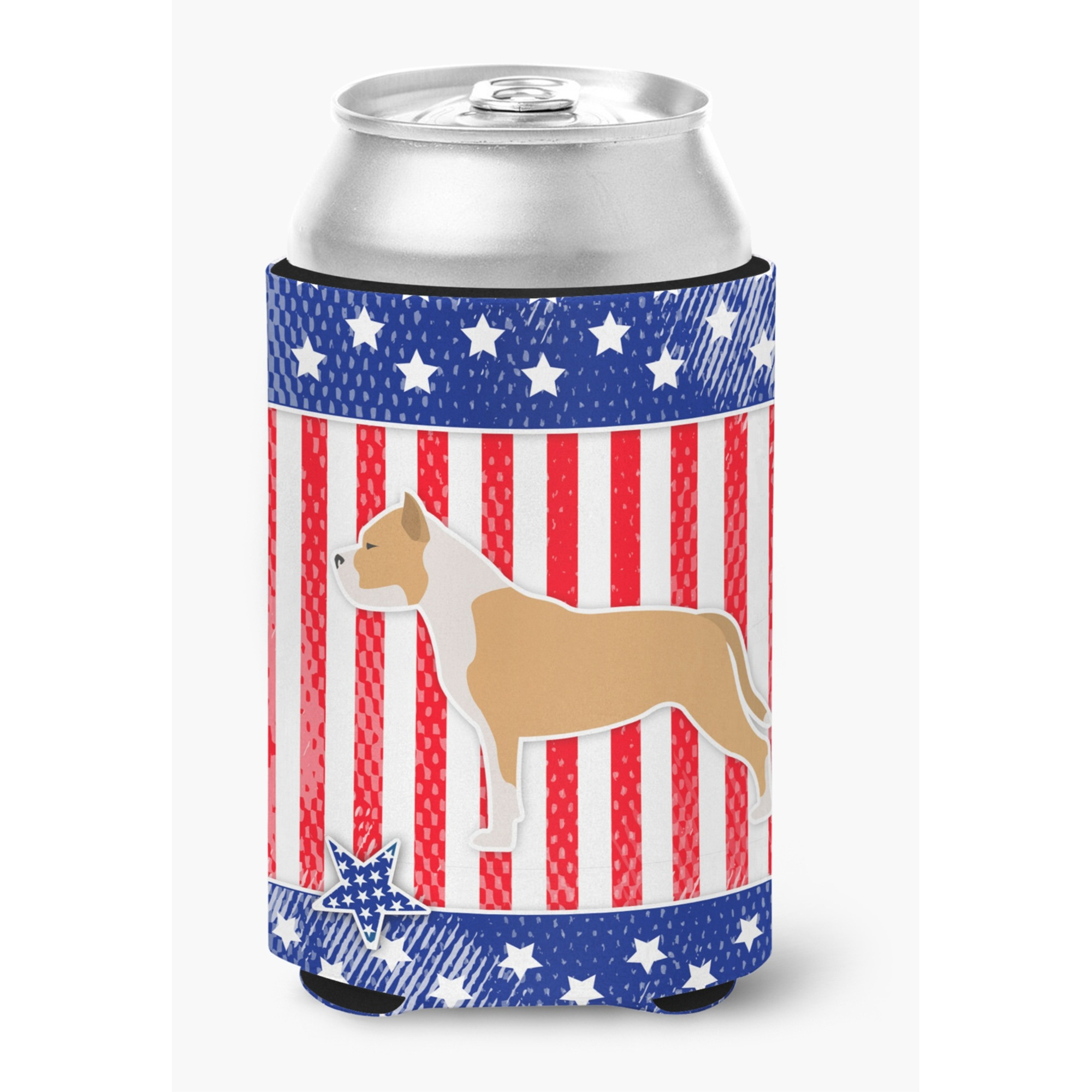 &quotCaroline's Treasures USA Patriotic Staffordshire Bull Terrier Can or Bottle Hugger BB3354CC, Can Hugger, Multicolor"