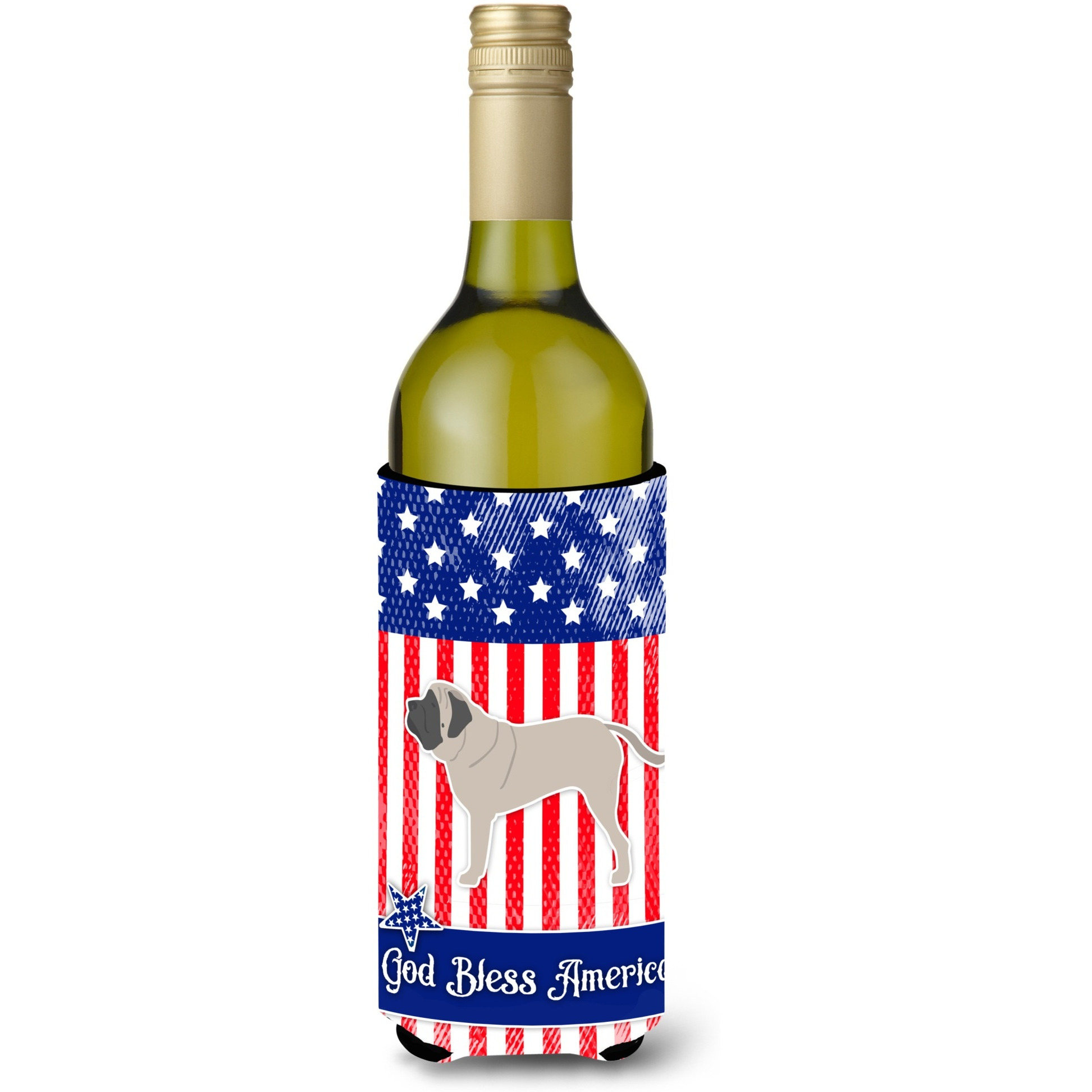 &quotCaroline's Treasures USA Patriotic English Mastiff Wine Bottle Beverage Insulator Hugger, 750 ml, Multicolor"