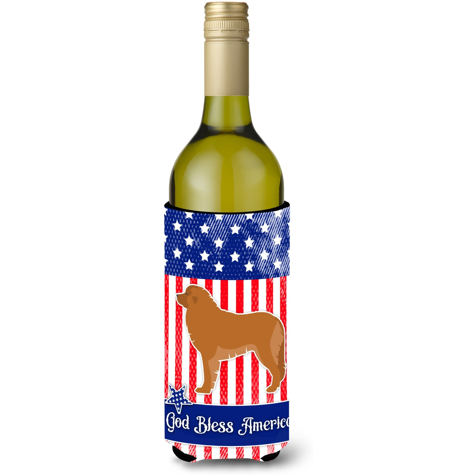 &quotCaroline's Treasures USA Patriotic Leon Berger Wine Bottle Beverage Insulator Hugger, 750 ml, Multicolor"