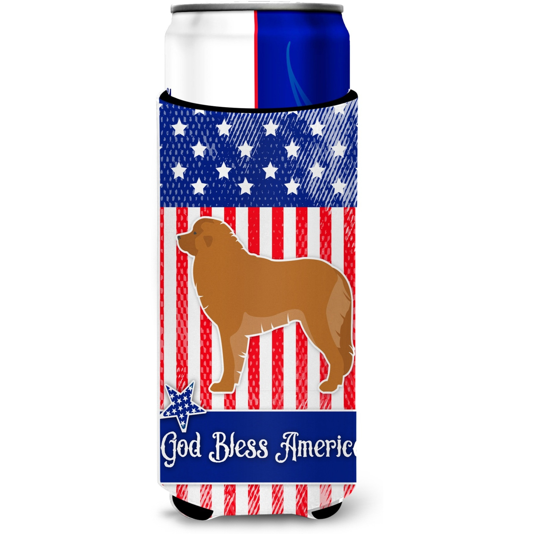 &quotCaroline's Treasures USA Patriotic Leonberger Michelob Ultra Hugger For Slim Cans, Slim Can, Multicolor"