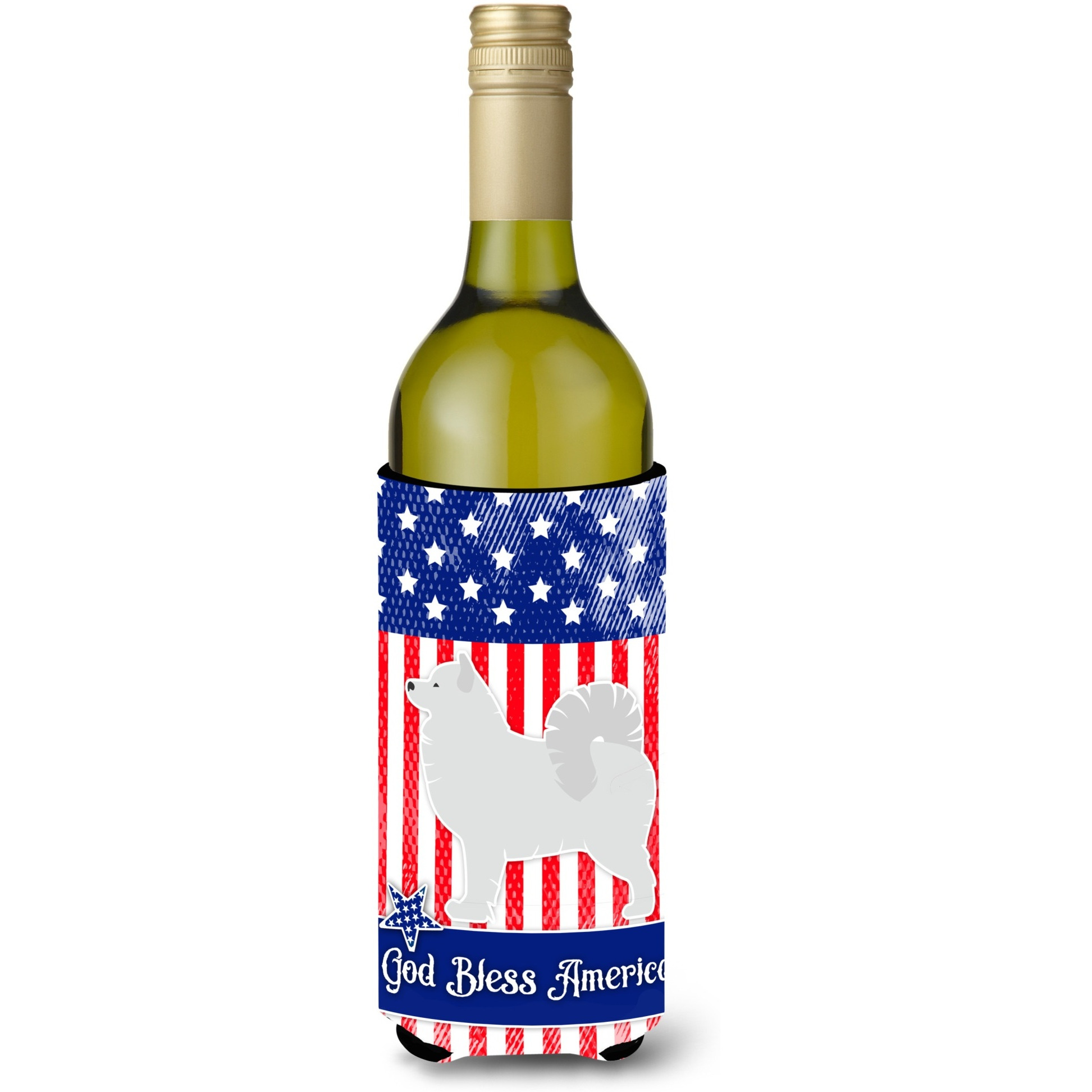 &quotCaroline's Treasures USA Patriotic Samoyed Wine Bottle Beverage Insulator Hugger, 750 ml, Multicolor"