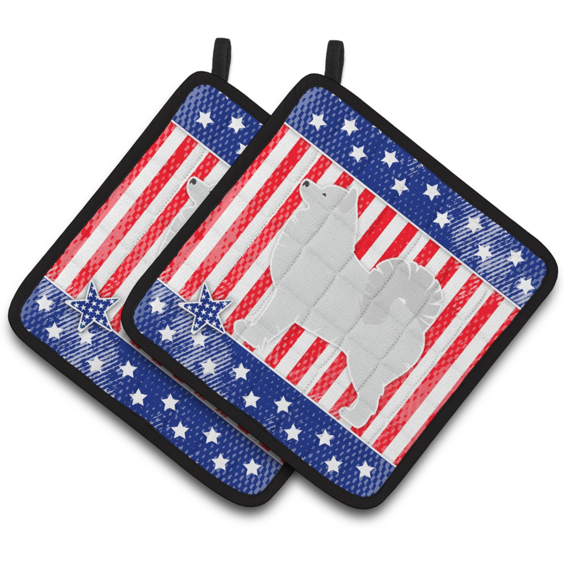 &quotCaroline's Treasures USA Patriotic Samoyed Pair of Pot Holders BB3359PTHD, 7.5HX7.5W, Multicolor"