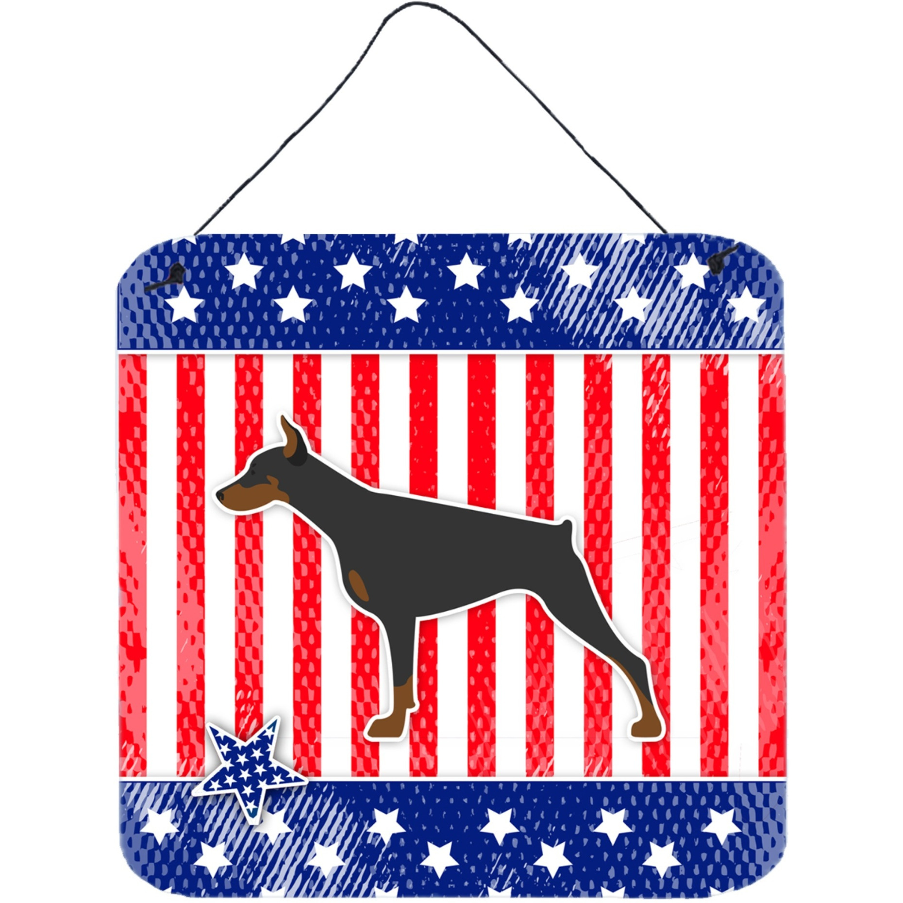 &quotCaroline's Treasures USA Patriotic Doberman Pinscher Wall or Door Hanging Prints BB3360DS66, 6"" x 6"", Multicolor"