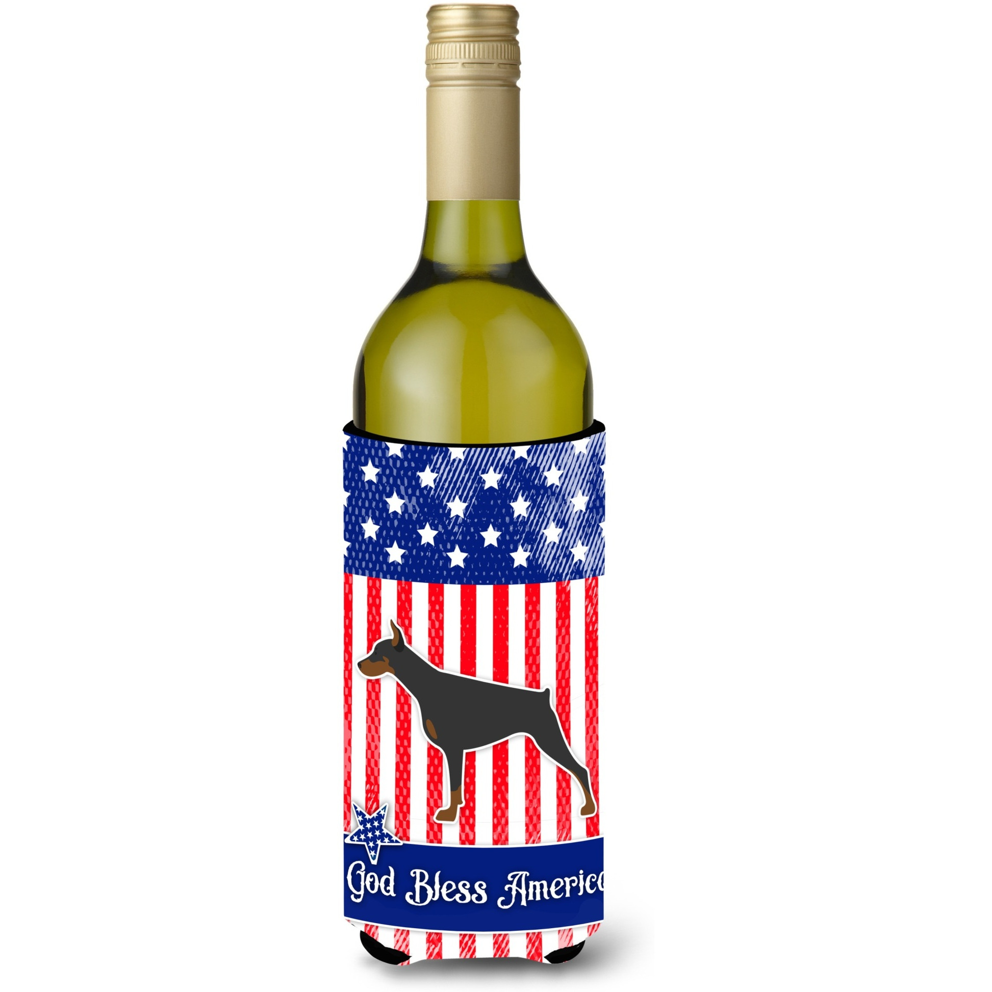 &quotCaroline's Treasures USA Patriotic Doberman Pinscher Wine Bottle Beverage Insulator Hugger, 750 ml, Multicolor"