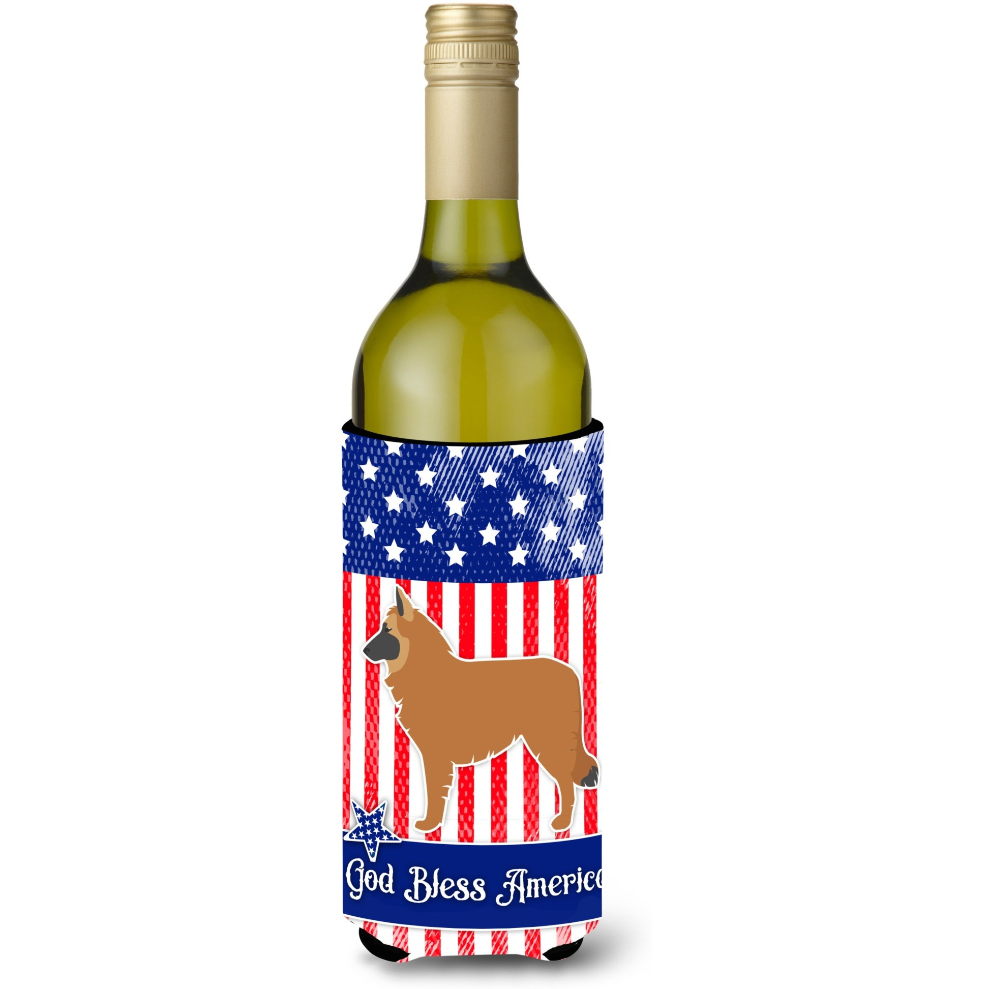 &quotCaroline's Treasures USA Patriotic Belgian Shepherd Wine Bottle Beverage Insulator Hugger, 750 ml, Multicolor"