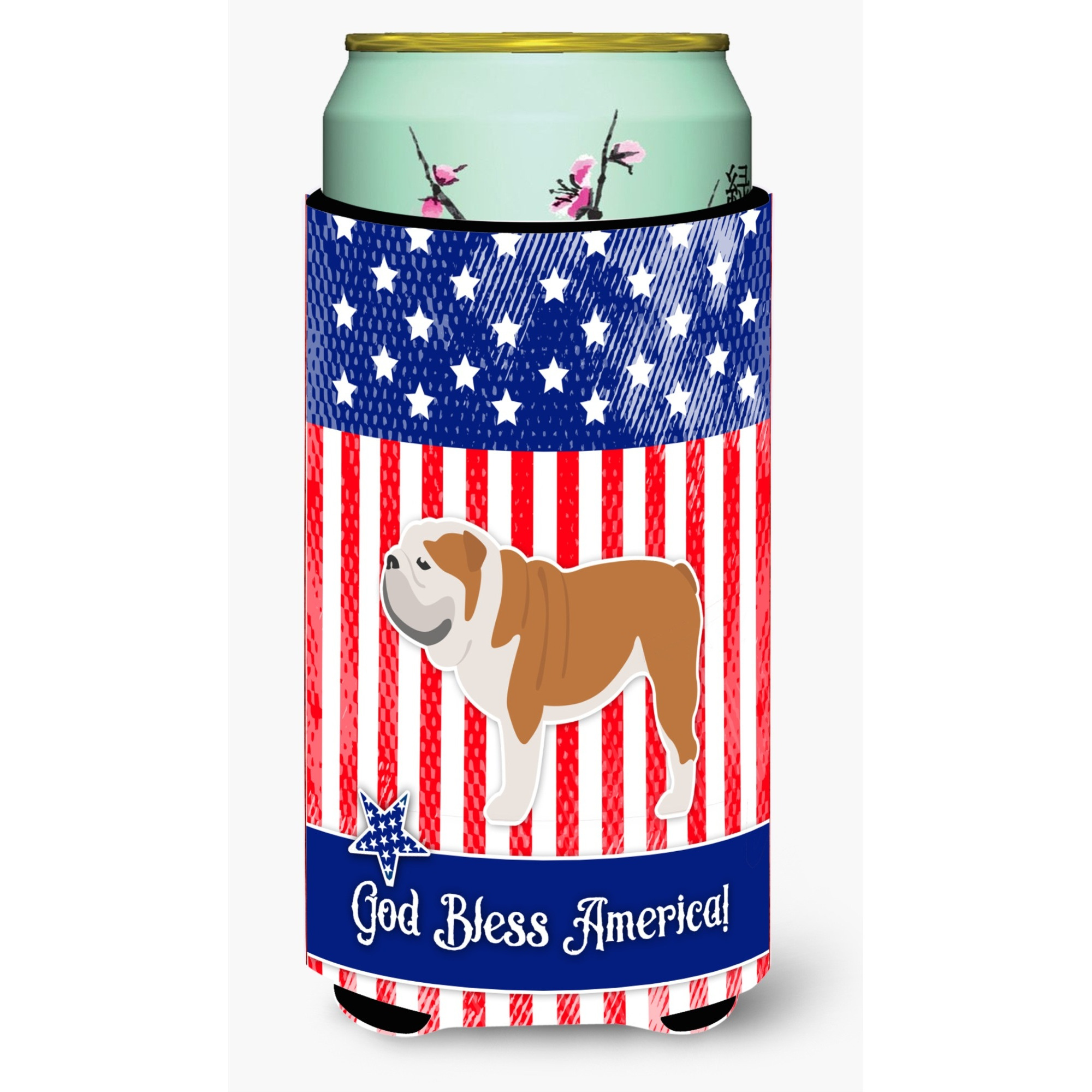 &quotCaroline's Treasures USA Patriotic English Bulldog Tall Boy Beverage Insulator Hugger, Multicolor"