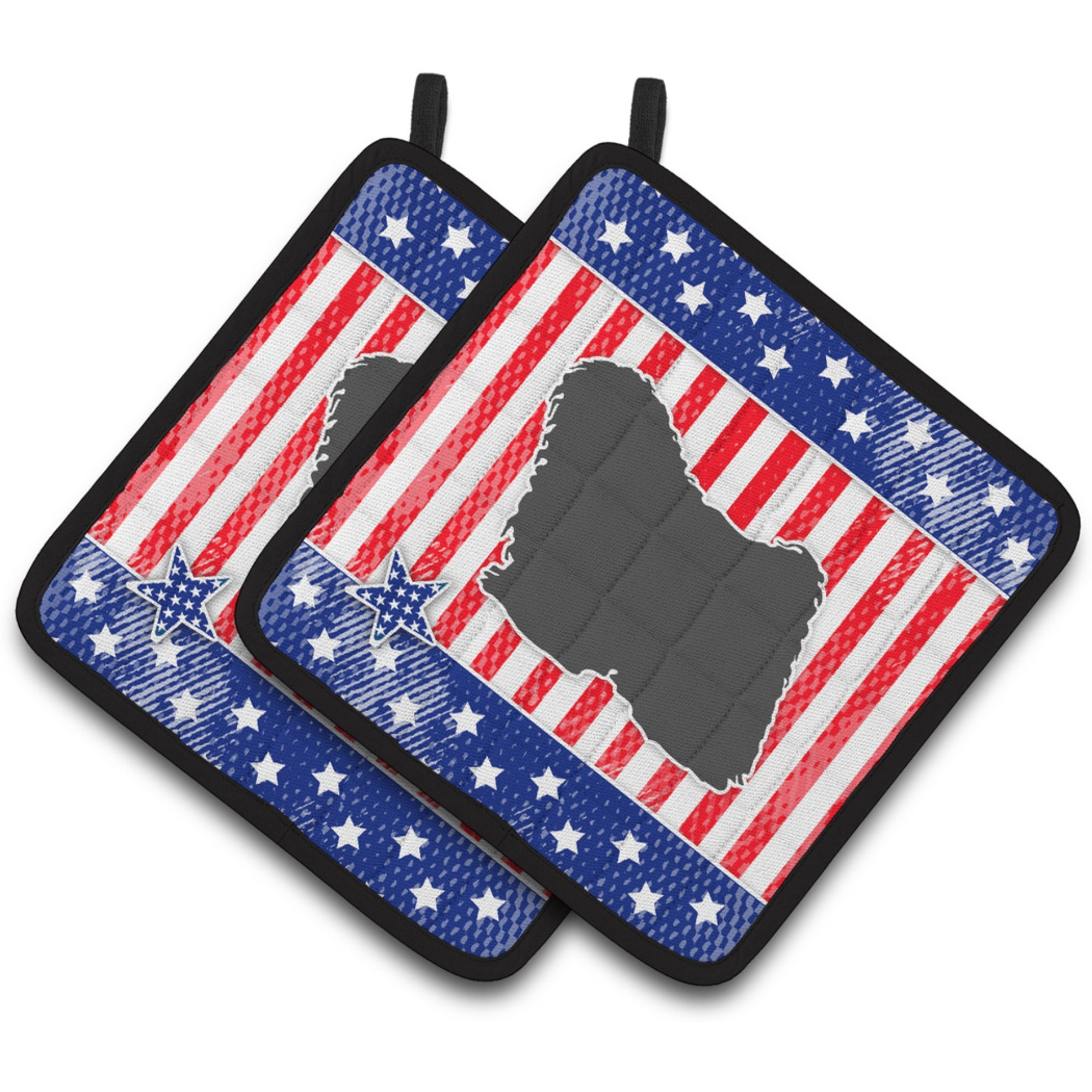&quotCaroline's Treasures USA Patriotic Puli Pair of Pot Holders BB3363PTHD, 7.5HX7.5W, Multicolor"