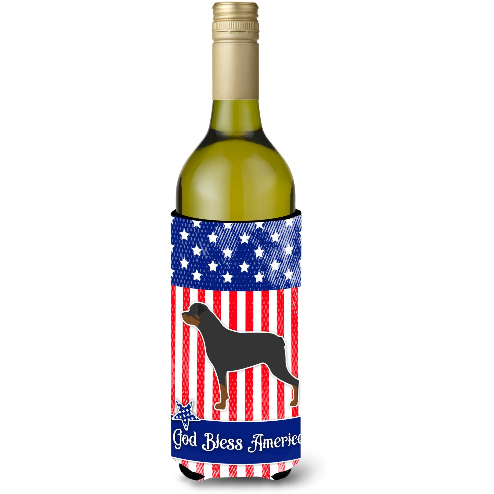 &quotCaroline's Treasures USA Patriotic Rottweiler Wine Bottle Beverage Insulator Hugger, 750 ml, Multicolor"