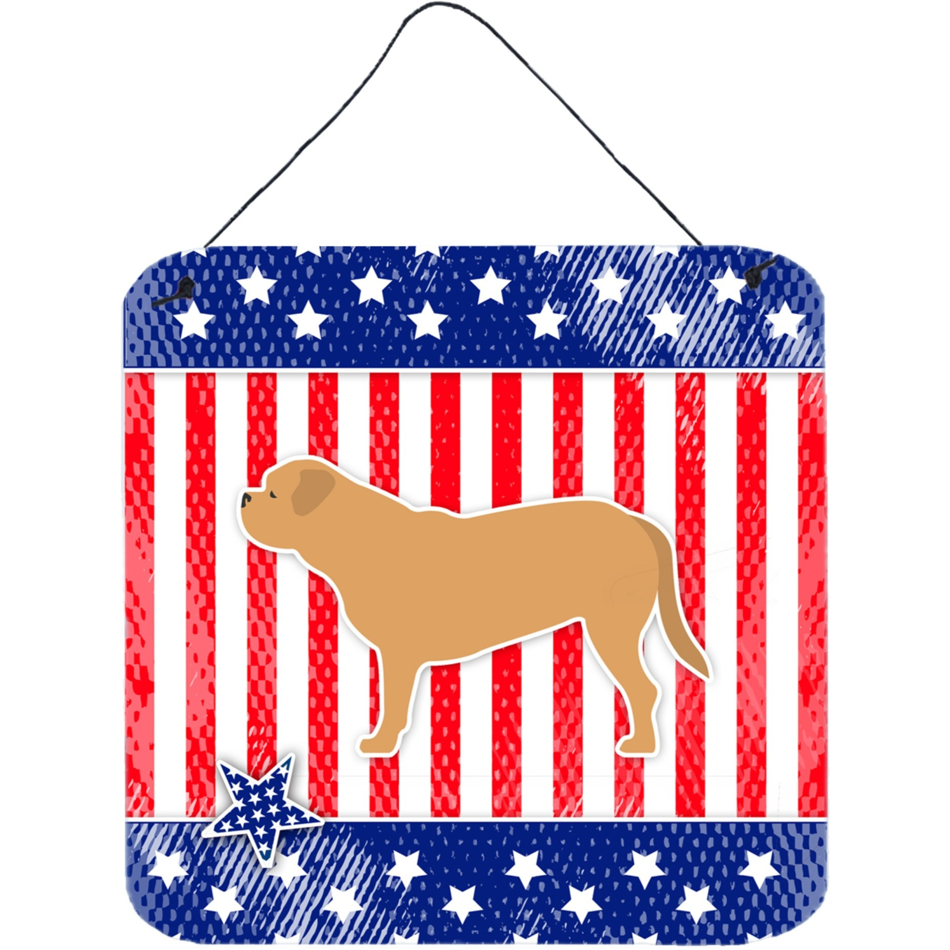 &quotCaroline's Treasures USA Patriotic Dogue de Bordeaux Wall or Door Hanging Prints BB3370DS66, 6"" x 6"", Multicolor"