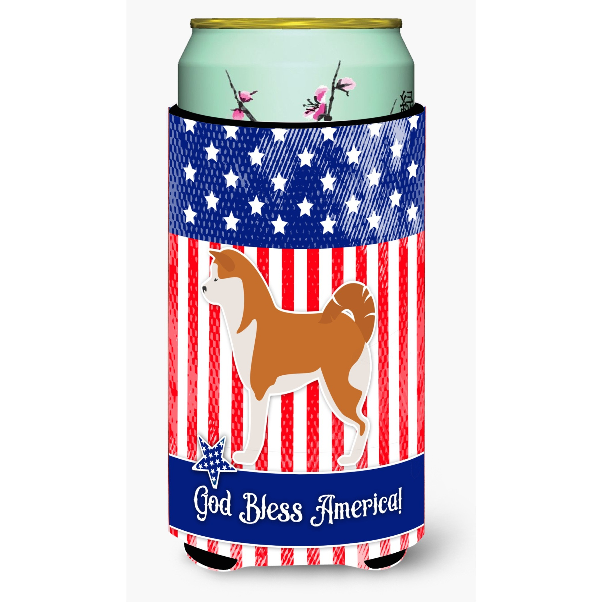 &quotCaroline's Treasures USA Patriotic Akita Tall Boy Beverage Insulator Hugger, Multicolor"