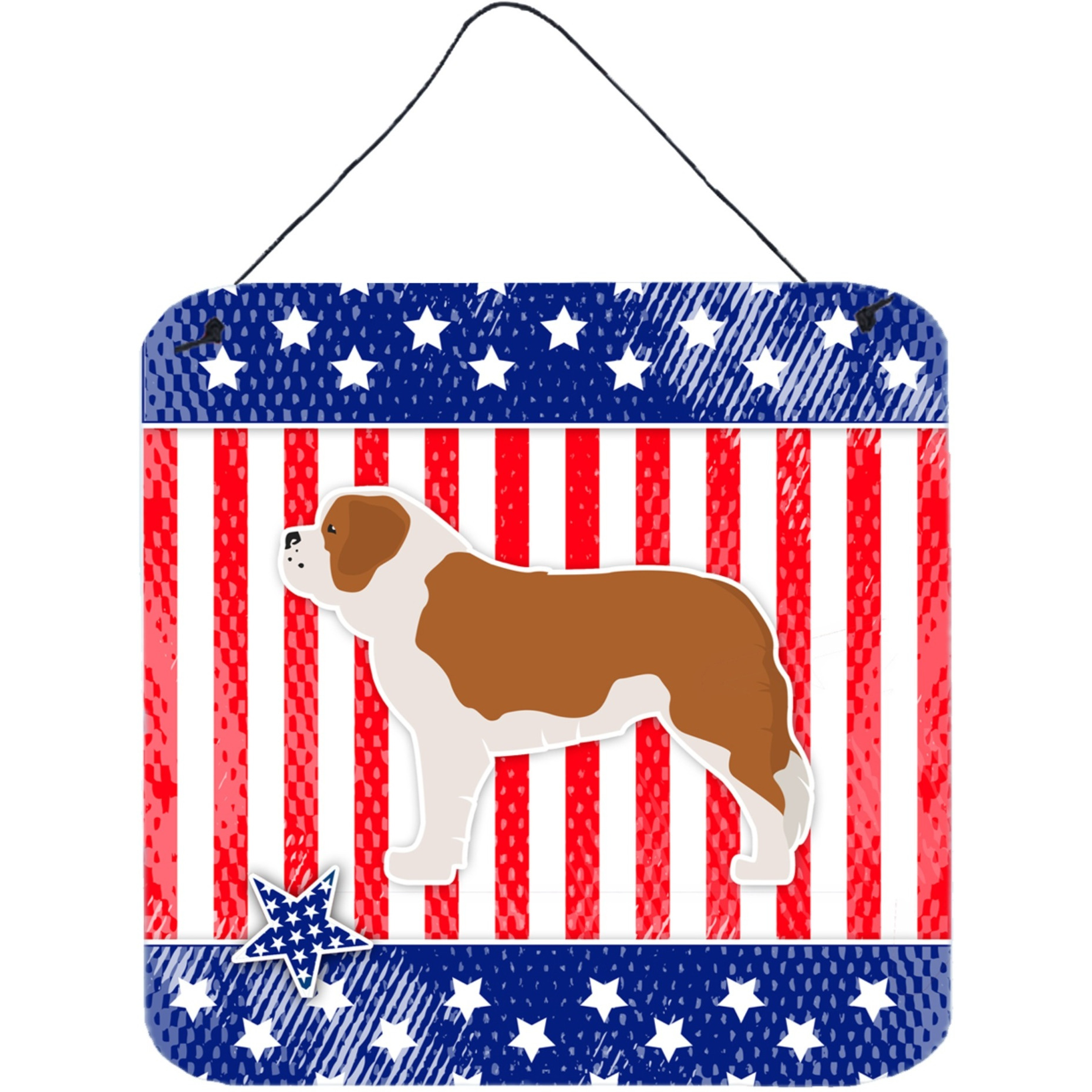 &quotCaroline's Treasures USA Patriotic Saint Bernard Wall or Door Hanging Prints BB3376DS66, 6"" x 6"", Multicolor"