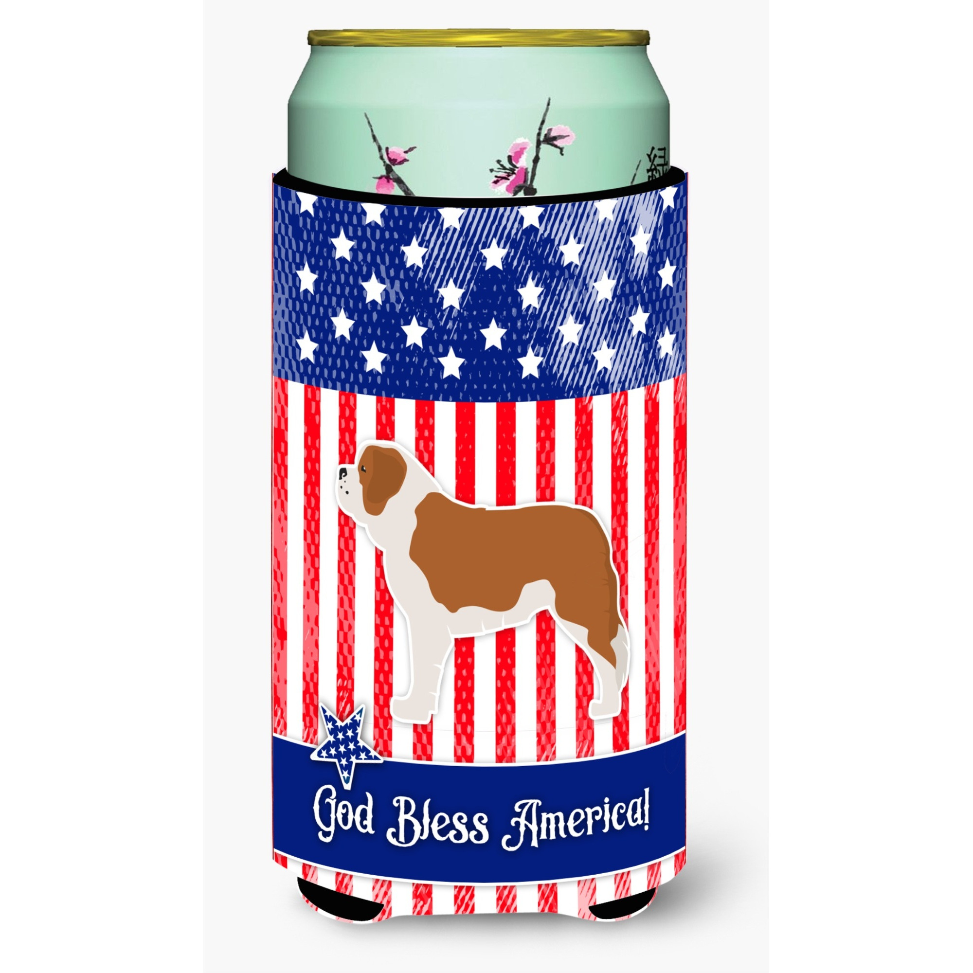 &quotCaroline's Treasures USA Patriotic Saint Bernard Tall Boy Beverage Insulator Hugger, Multicolor"