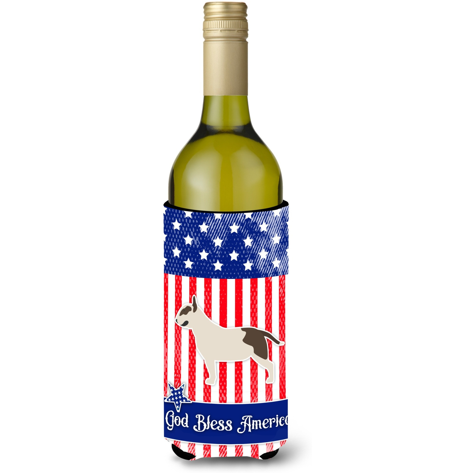 &quotCaroline's Treasures USA Patriotic Bull Terrier Wine Bottle Beverage Insulator Hugger, 750 ml, Multicolor"