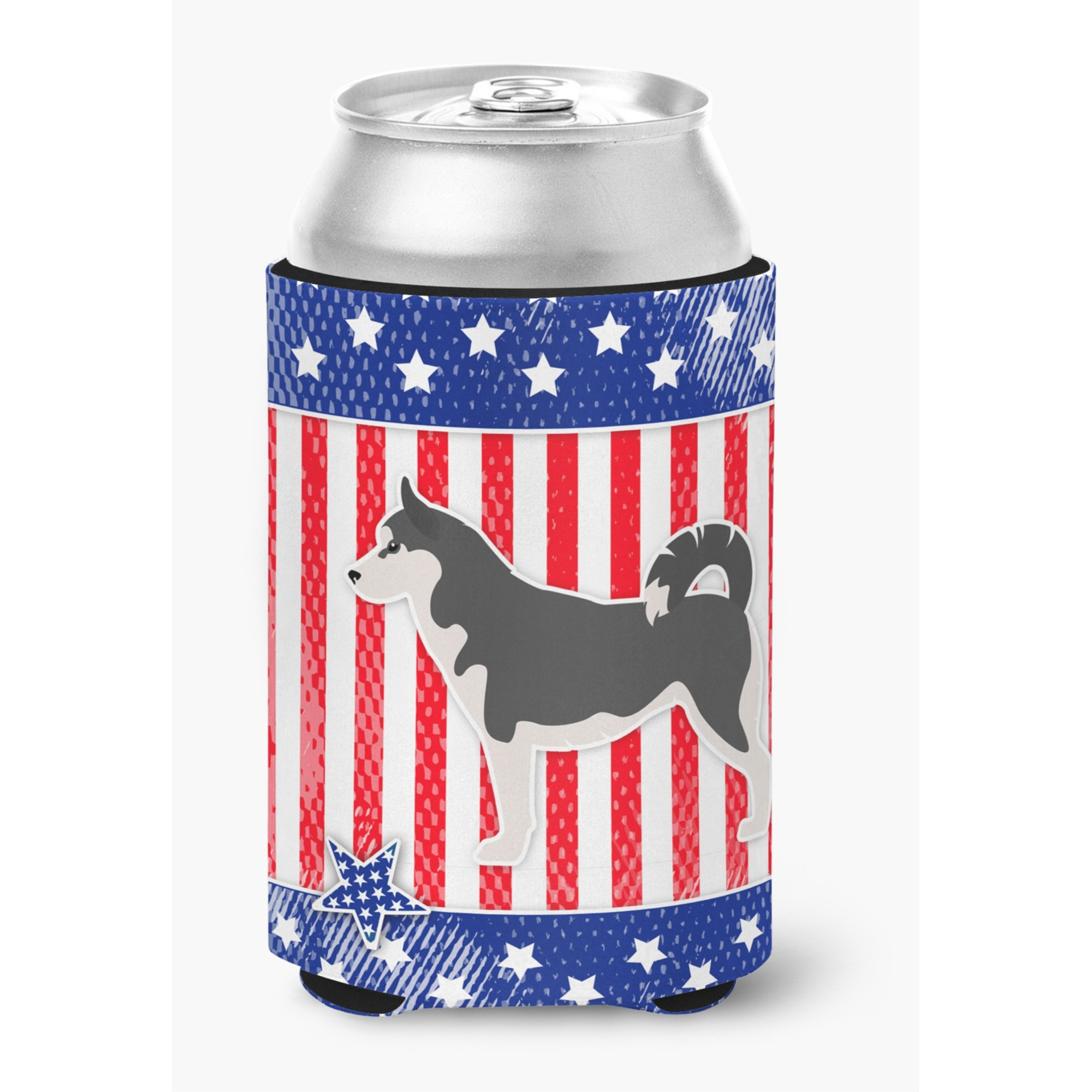 &quotCaroline's Treasures USA Patriotic Siberian Husky Can or Bottle Hugger BB3380CC, Can Hugger, Multicolor"