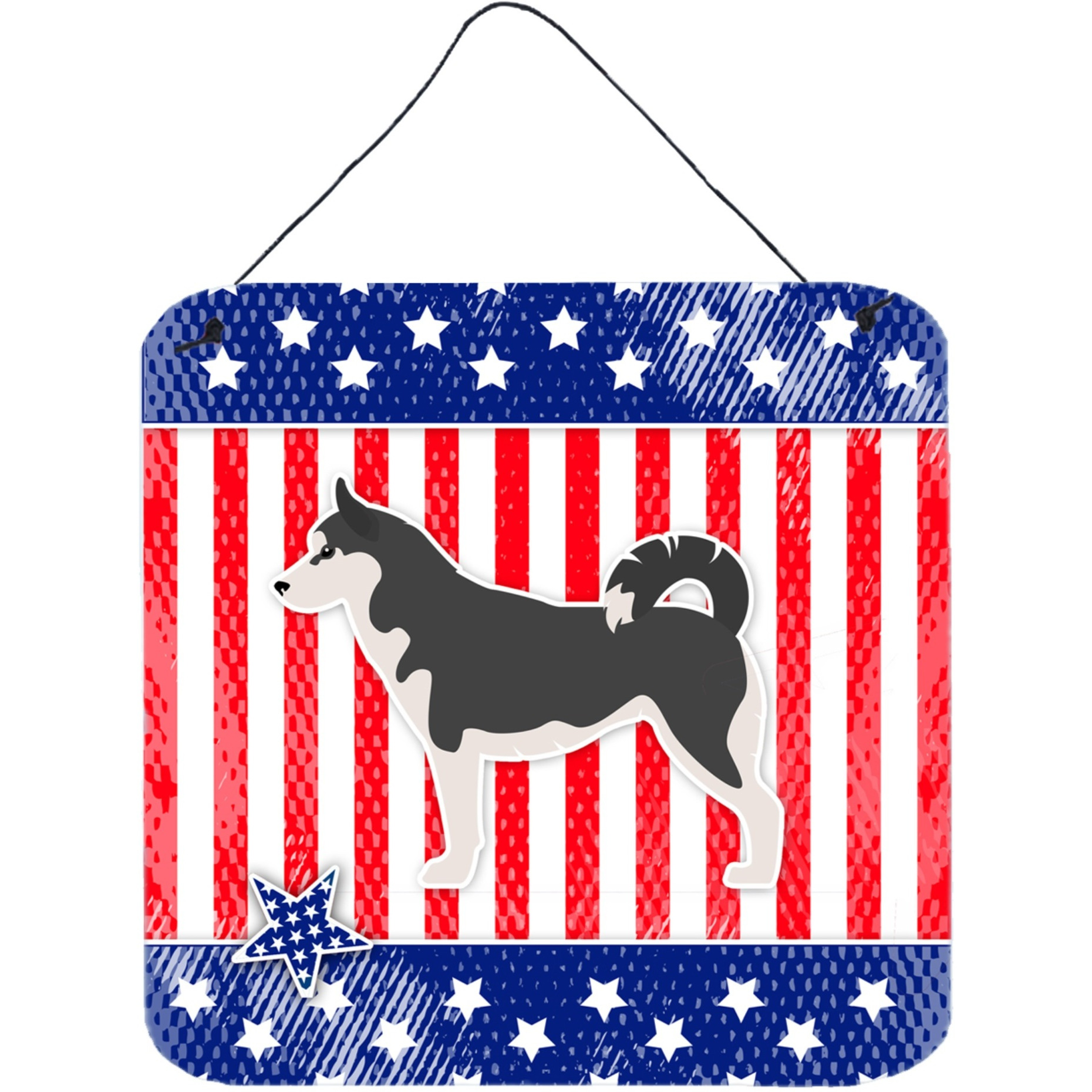 &quotCaroline's Treasures USA Patriotic Siberian Husky Wall or Door Hanging Prints BB3380DS66, 6"" x 6"", Multicolor"