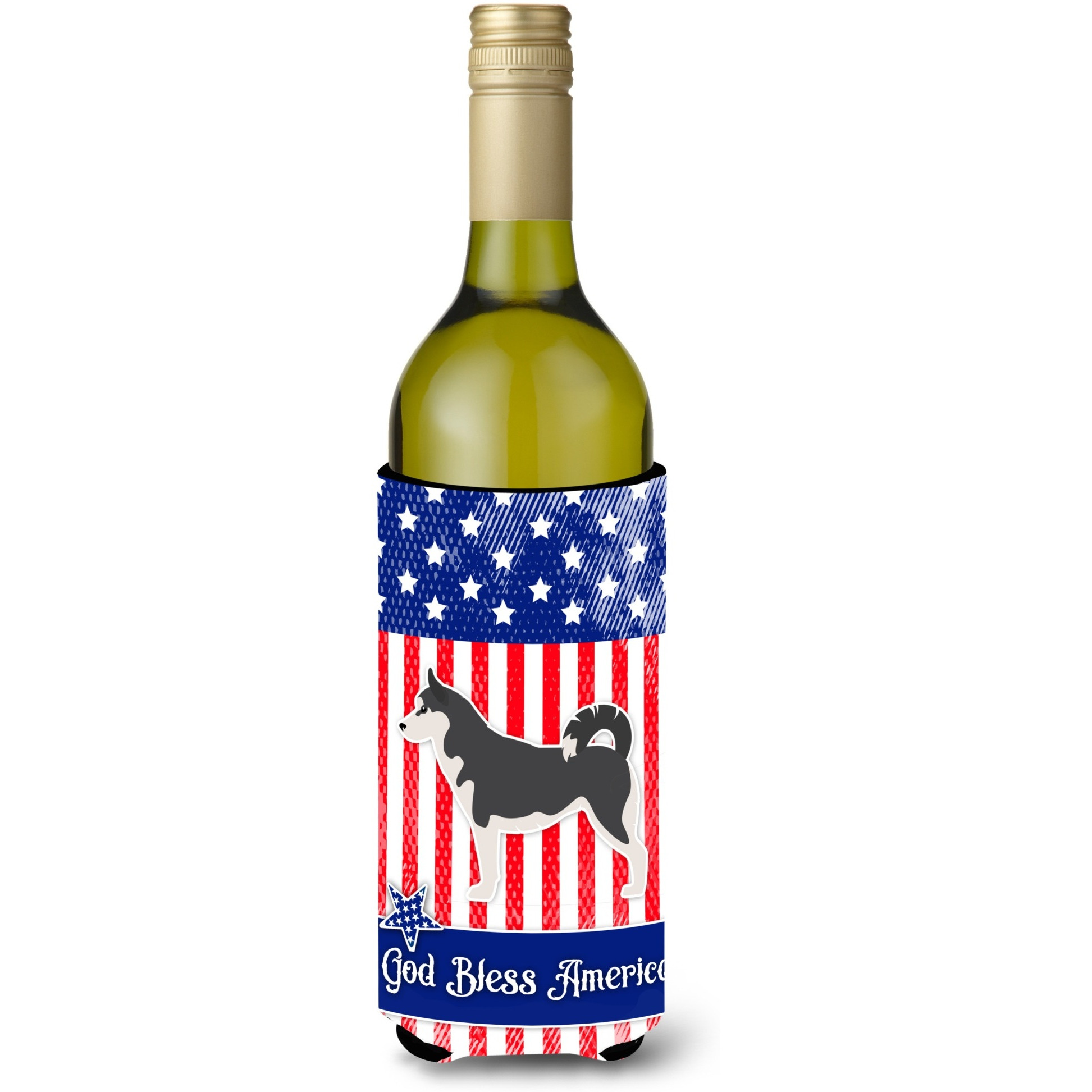 &quotCaroline's Treasures USA Patriotic Siberian Husky Wine Bottle Beverage Insulator Hugger, 750 ml, Multicolor"