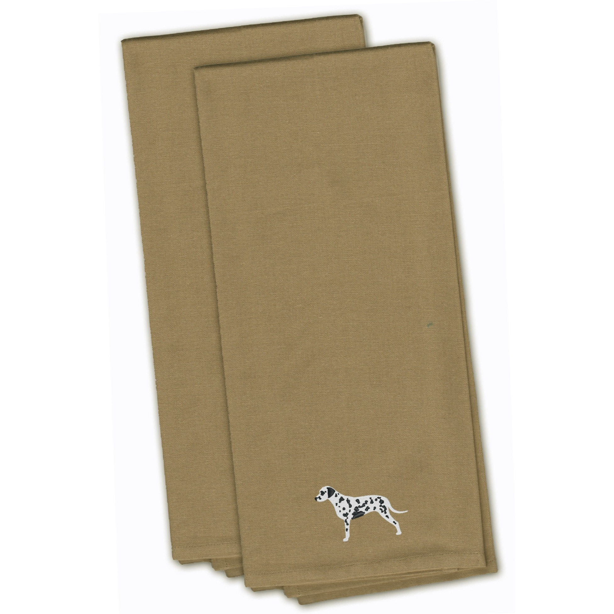 &quotCaroline's Treasures BB3383TNTWE Dalmatian Tan Embroidered Kitchen Towel (Set of 2), 28"" x 19"", Multicolor"