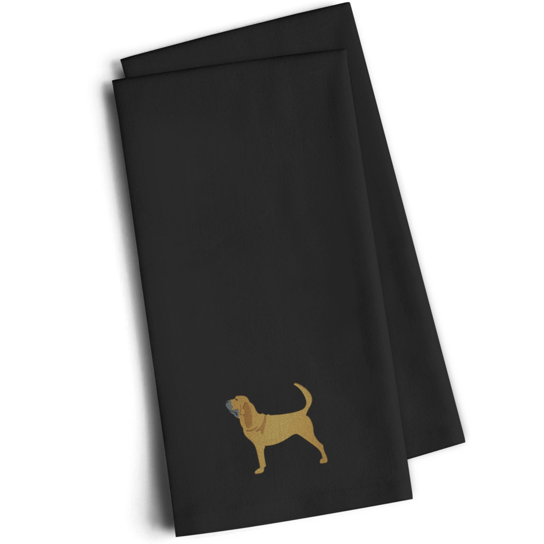 &quotCaroline's Treasures BB3384BKTWE Bloodhound Black Embroidered Kitchen Towel (Set of 2), 28"" H x 19"" W, Multicolor"