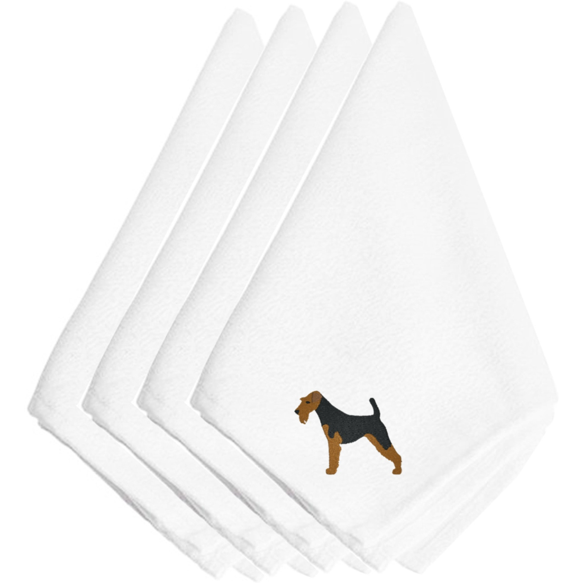 &quotCaroline's Treasures BB3385NPKE Welsh Terrier Embroidered Napkins (Set of 4), 20"", Multicolor"