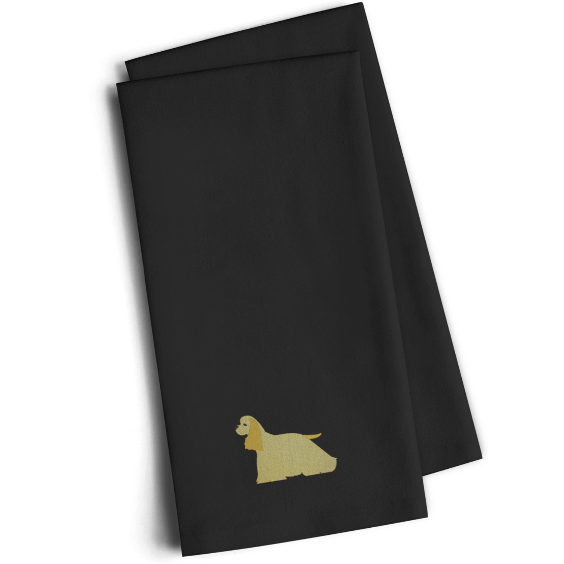 &quotCaroline's Treasures BB3386BKTWE Cocker Spaniel Black Embroidered Kitchen Towel (Set of 2), 28"" H x 19"" W, Multicolor"