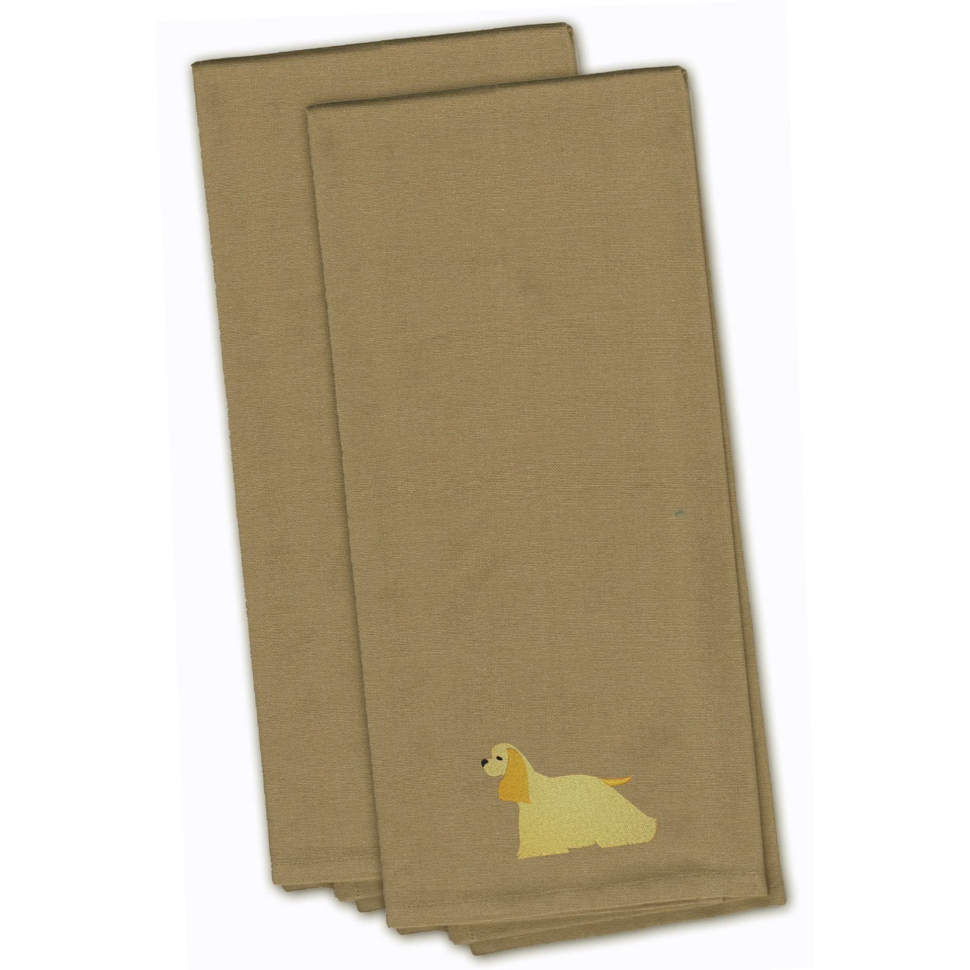 &quotCaroline's Treasures BB3386TNTWE Cocker Spaniel Tan Embroidered Kitchen Towel (Set of 2), 28"" x 19"", Multicolor"