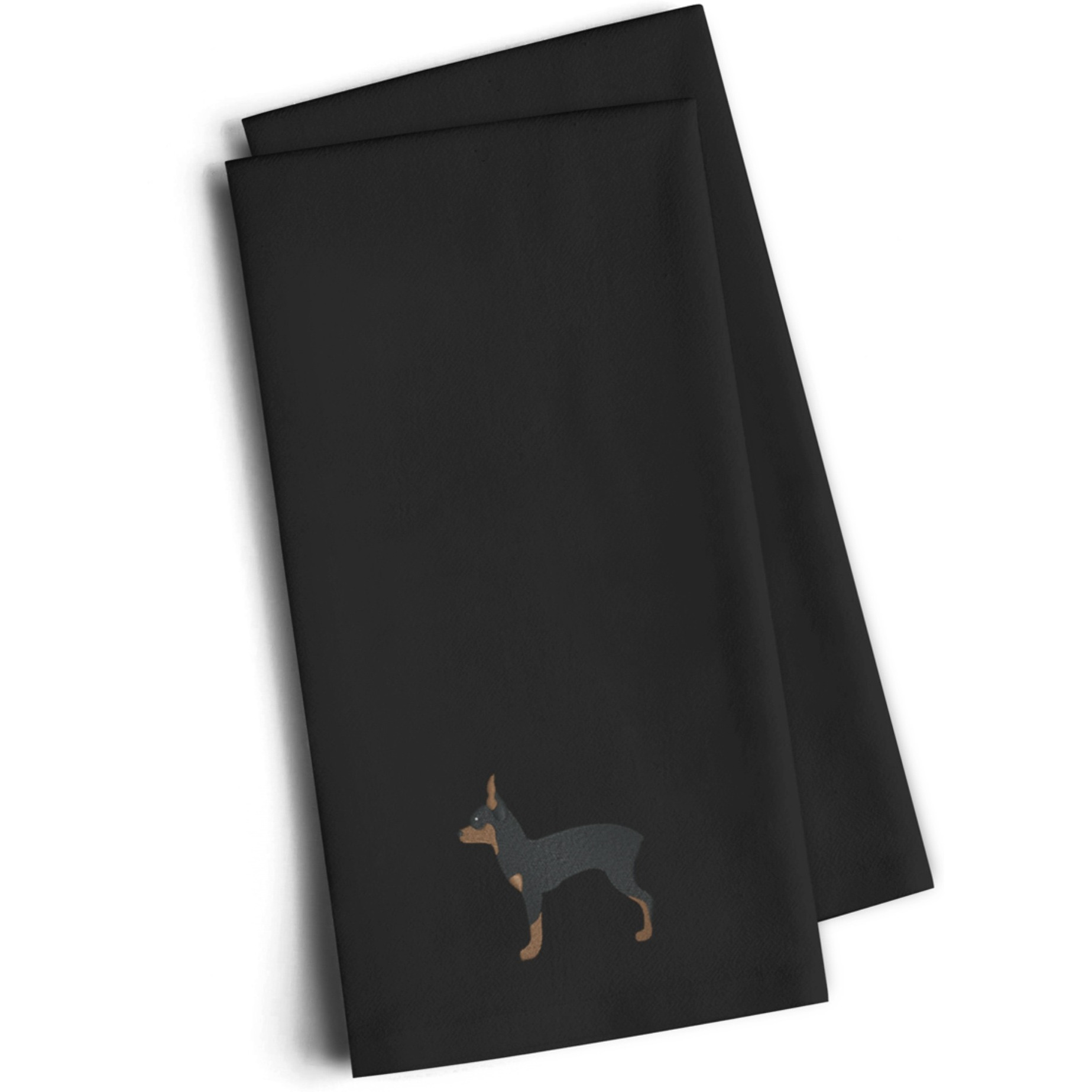 &quotCaroline's Treasures BB3387BKTWE Toy Fox Terrier Black Embroidered Kitchen Towel (Set of 2), 28"" H x 19"" W, Multicolor"